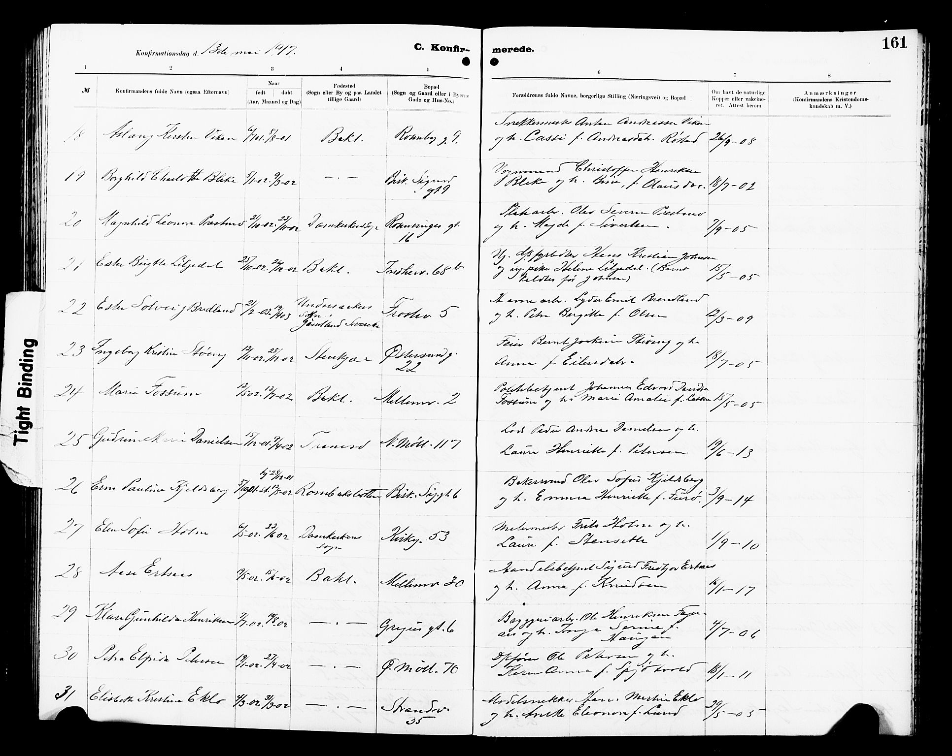 Ministerialprotokoller, klokkerbøker og fødselsregistre - Sør-Trøndelag, AV/SAT-A-1456/605/L0256: Parish register (copy) no. 605C03, 1916-1920, p. 161