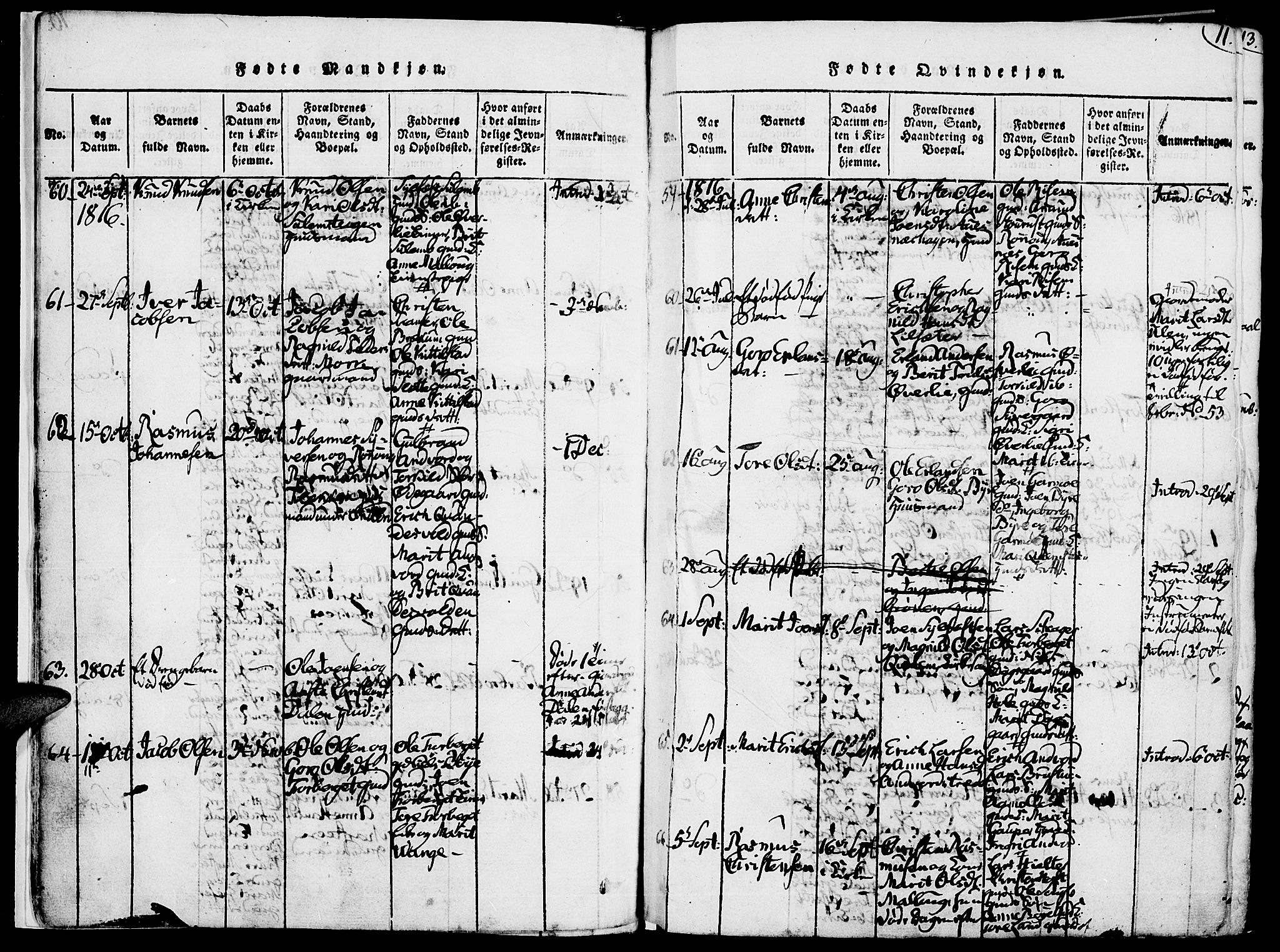 Lom prestekontor, SAH/PREST-070/K/L0004: Parish register (official) no. 4, 1815-1825, p. 11