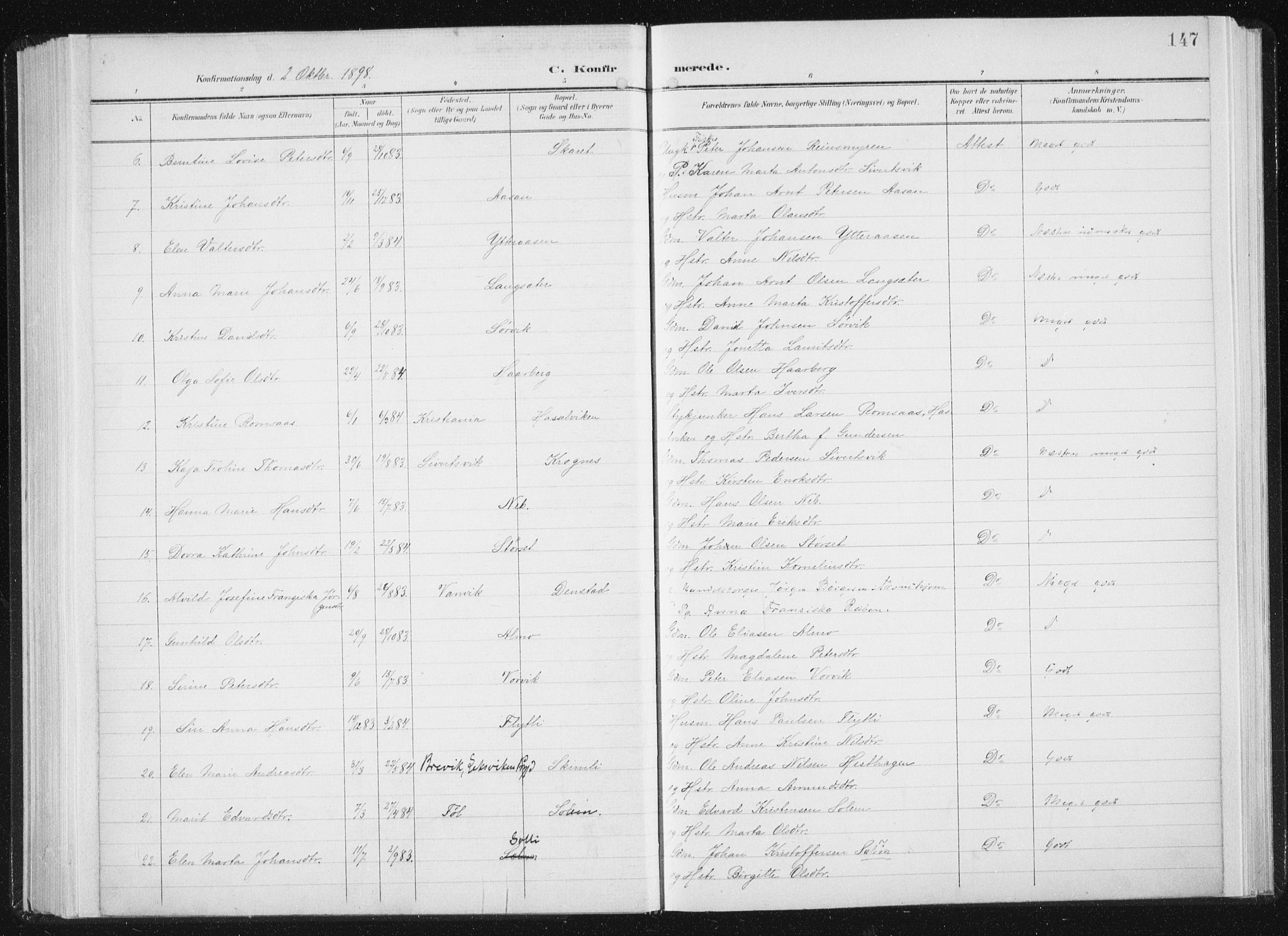 Ministerialprotokoller, klokkerbøker og fødselsregistre - Sør-Trøndelag, AV/SAT-A-1456/647/L0635: Parish register (official) no. 647A02, 1896-1911, p. 147