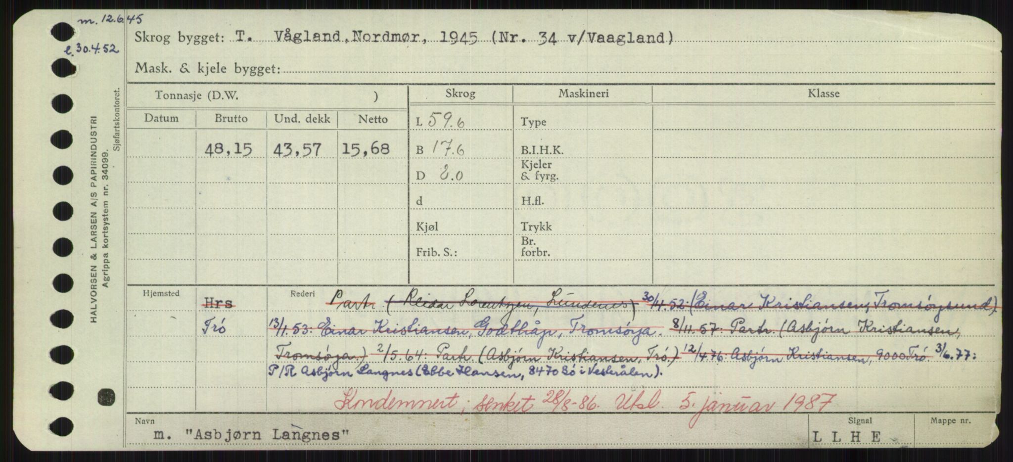 Sjøfartsdirektoratet med forløpere, Skipsmålingen, RA/S-1627/H/Hd/L0002: Fartøy, Apa-Axe, p. 239