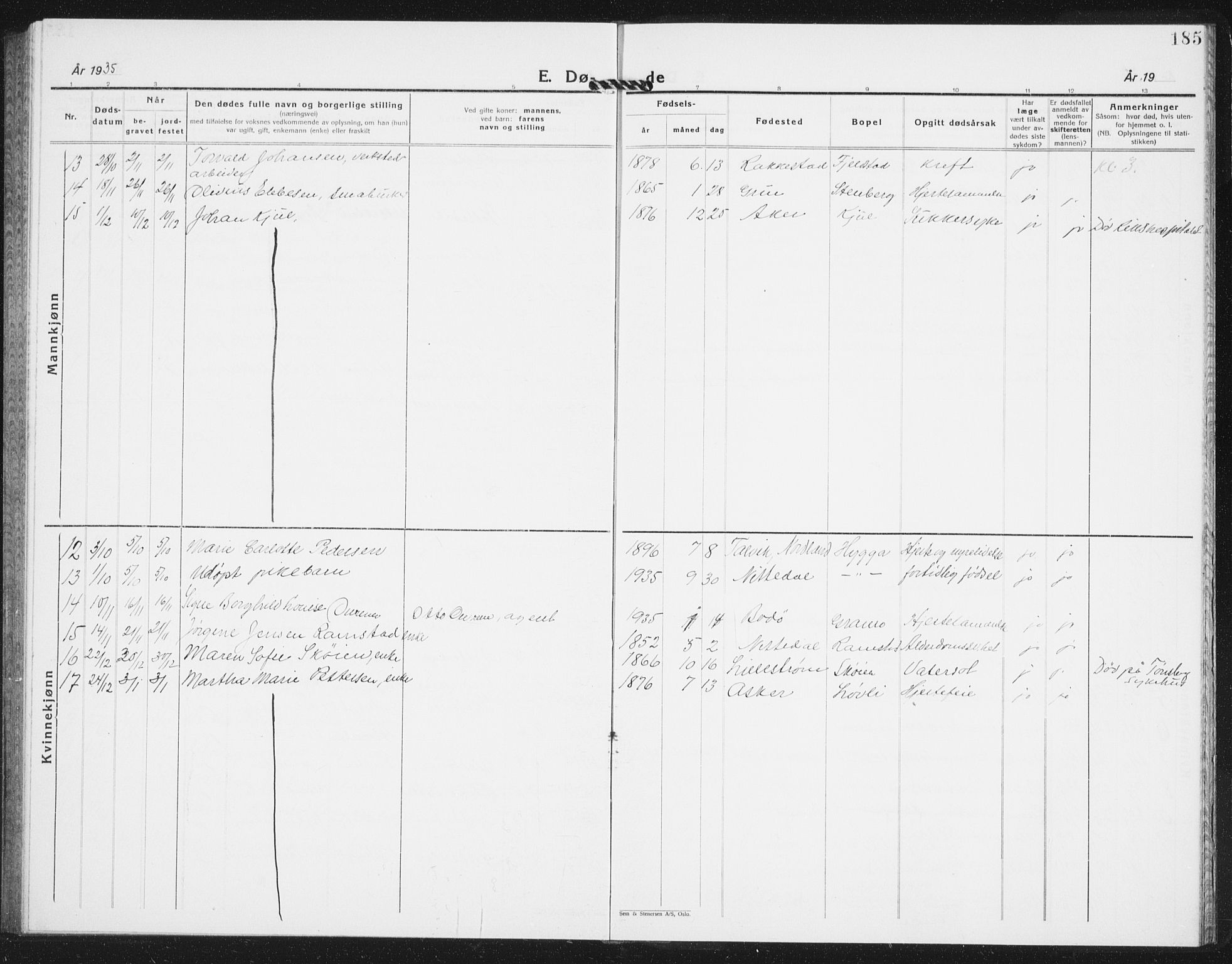 Nittedal prestekontor Kirkebøker, AV/SAO-A-10365a/G/Ga/L0004: Parish register (copy) no. I 4, 1930-1943, p. 185