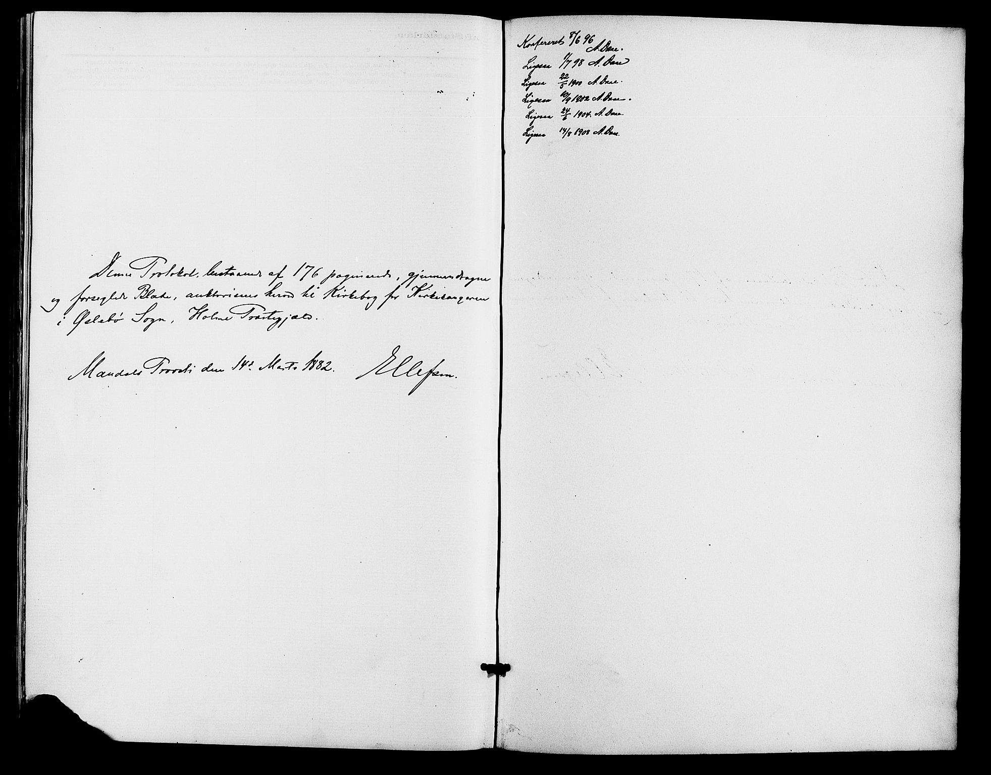 Holum sokneprestkontor, AV/SAK-1111-0022/F/Fb/Fbc/L0003: Parish register (copy) no. B 3, 1882-1908