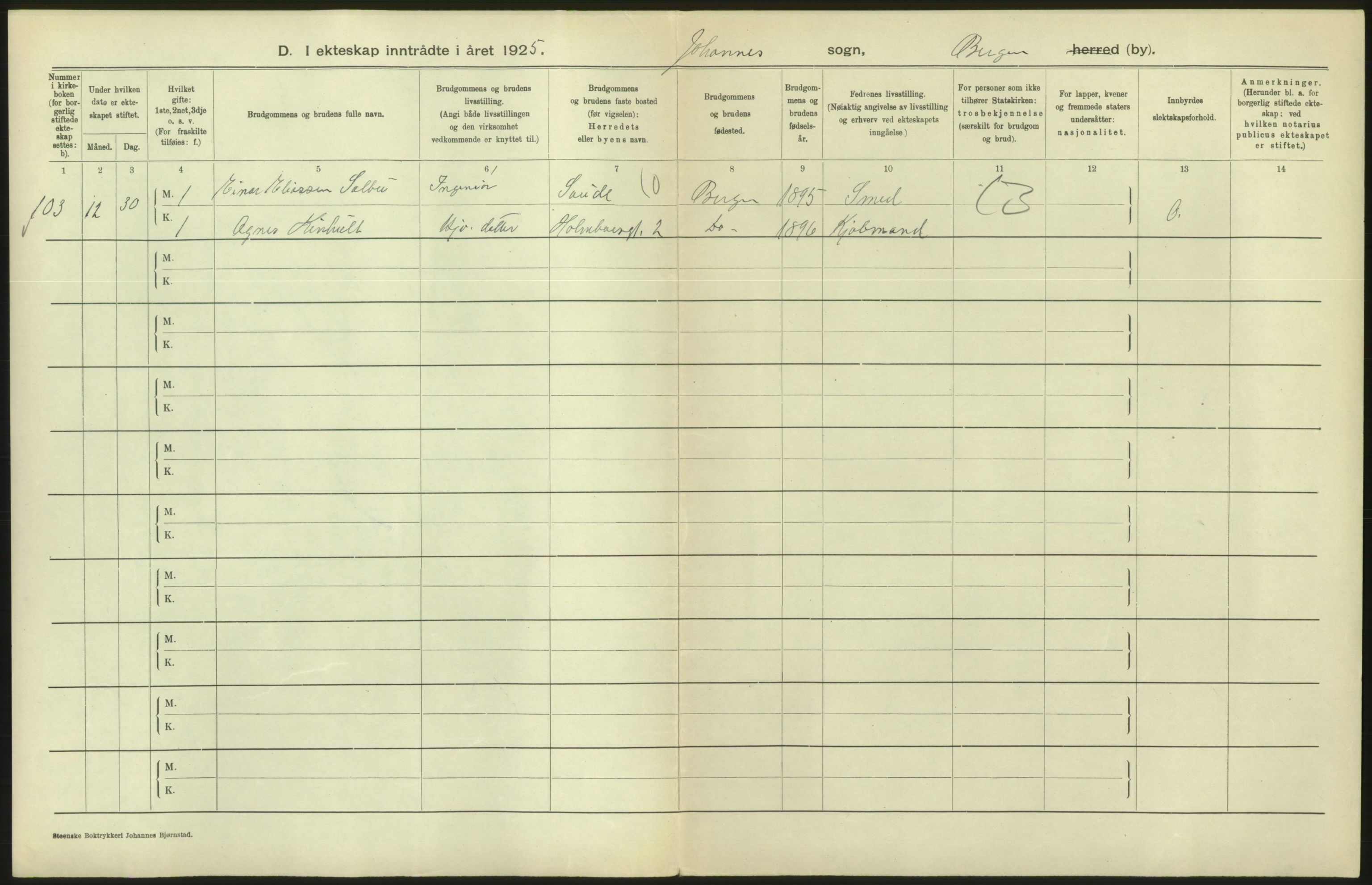 Statistisk sentralbyrå, Sosiodemografiske emner, Befolkning, RA/S-2228/D/Df/Dfc/Dfce/L0029: Bergen: Gifte, døde., 1925, p. 76