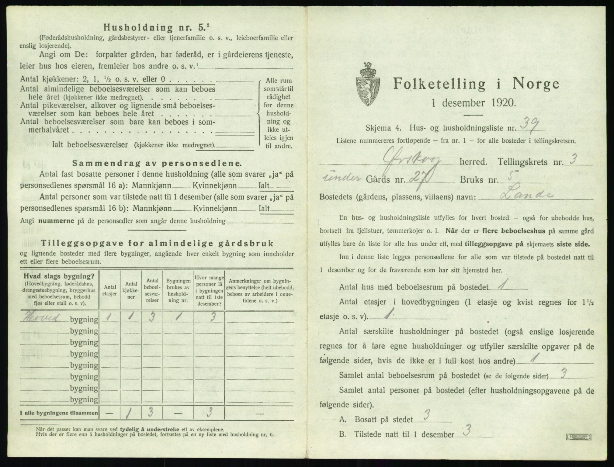 SAT, 1920 census for Ørskog, 1920, p. 282