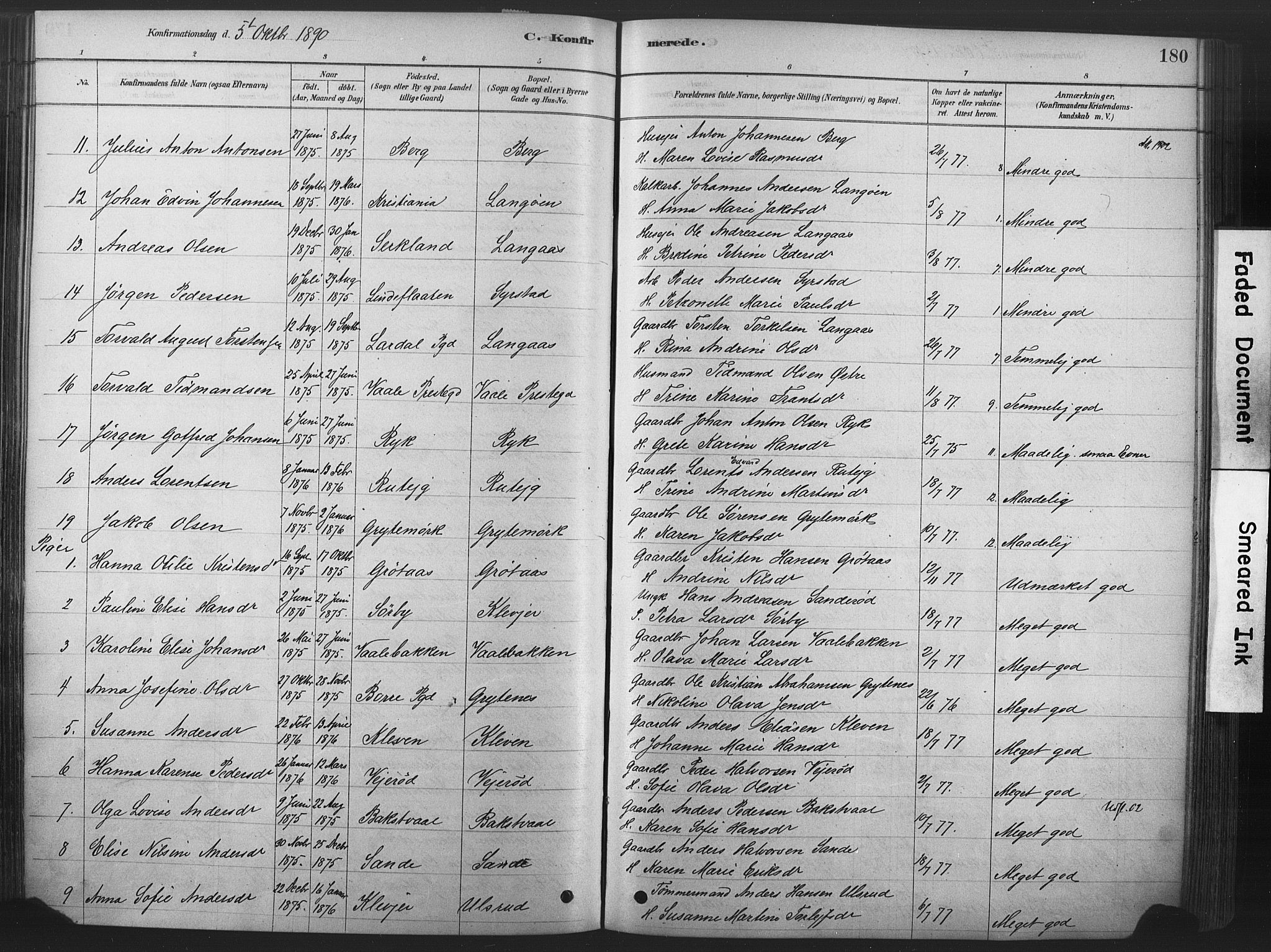 Våle kirkebøker, SAKO/A-334/F/Fa/L0011: Parish register (official) no. I 11, 1878-1906, p. 180