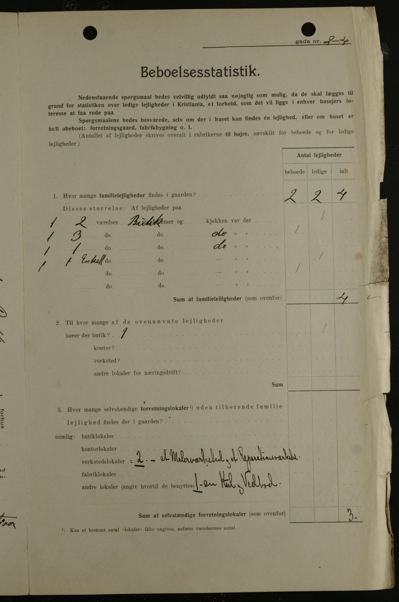 OBA, Municipal Census 1908 for Kristiania, 1908, p. 2732