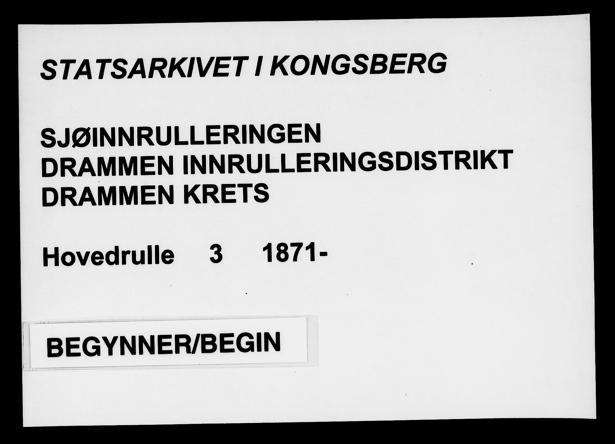 Drammen innrulleringsdistrikt, SAKO/A-781/F/Fc/L0003: Hovedrulle, 1871, p. 1