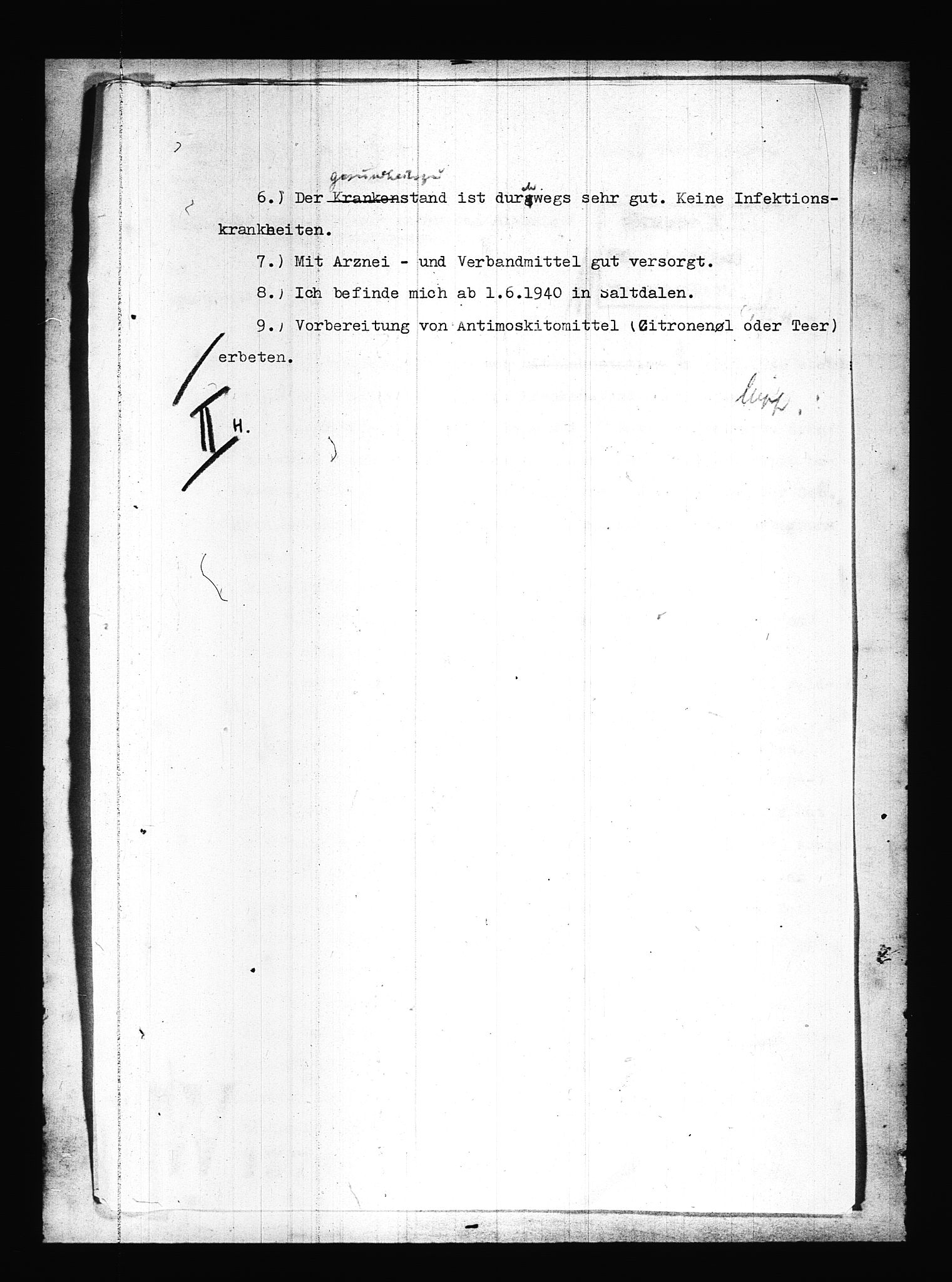 Documents Section, AV/RA-RAFA-2200/V/L0086: Amerikansk mikrofilm "Captured German Documents".
Box No. 725.  FKA jnr. 601/1954., 1940, p. 94