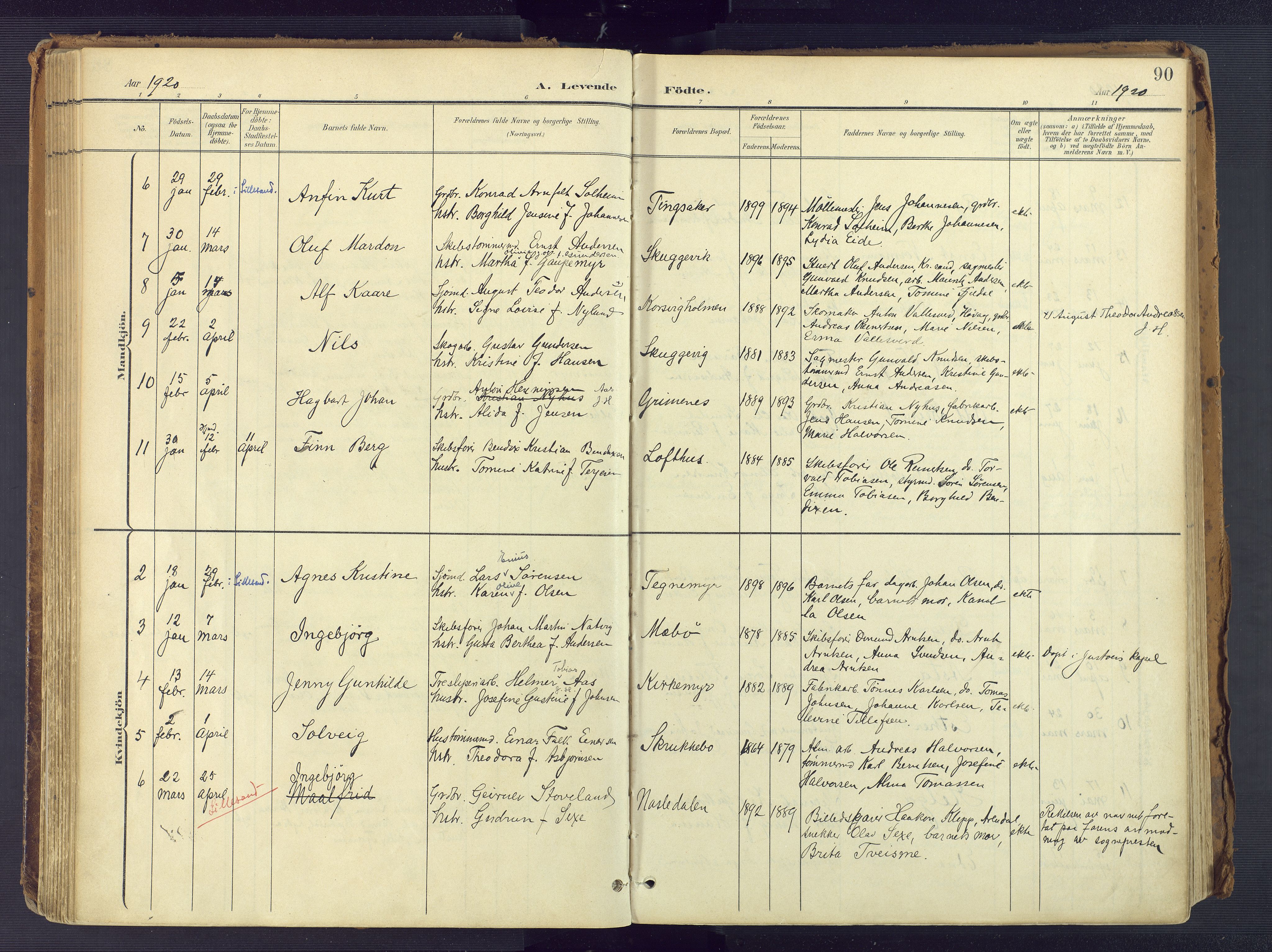 Vestre Moland sokneprestkontor, SAK/1111-0046/F/Fa/Fab/L0010: Parish register (official) no. A 10, 1900-1926, p. 90