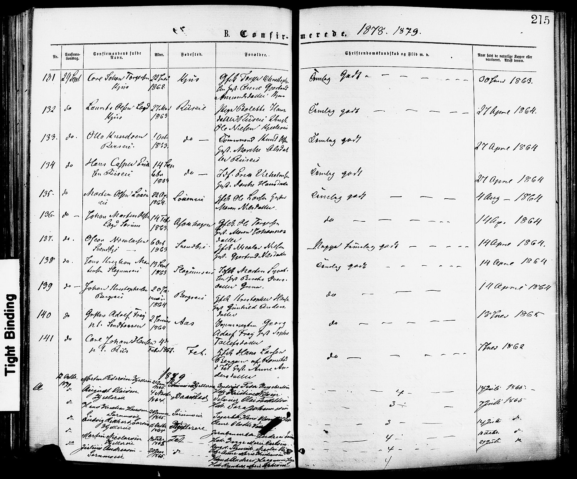 Skedsmo prestekontor Kirkebøker, AV/SAO-A-10033a/F/Fa/L0012: Parish register (official) no. I 12, 1876-1883, p. 215