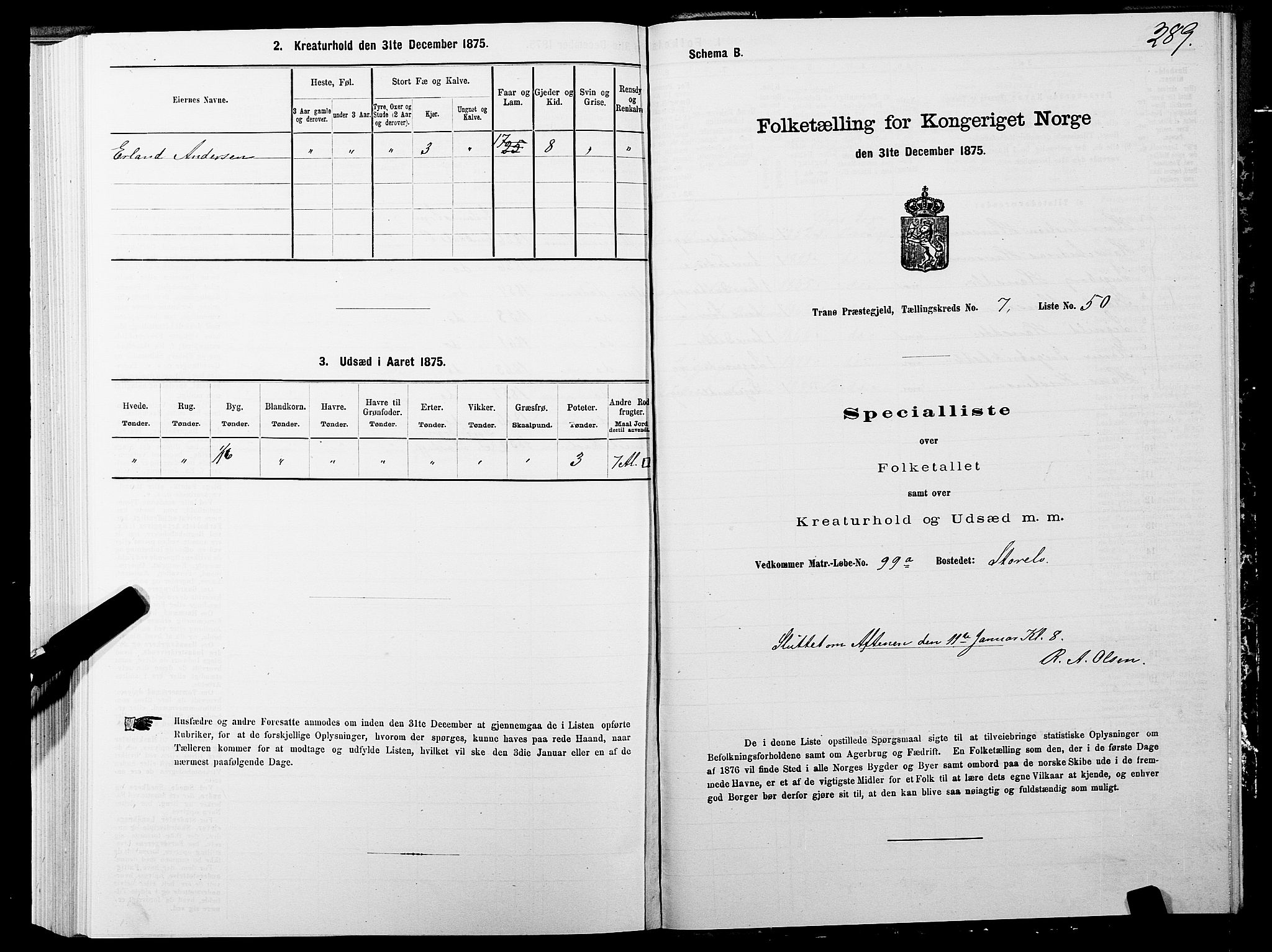 SATØ, 1875 census for 1927P Tranøy, 1875, p. 3289