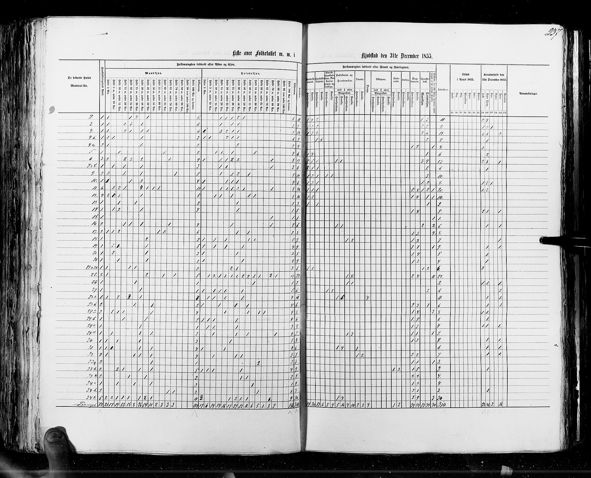 RA, Census 1855, vol. 7: Fredrikshald-Kragerø, 1855, p. 237