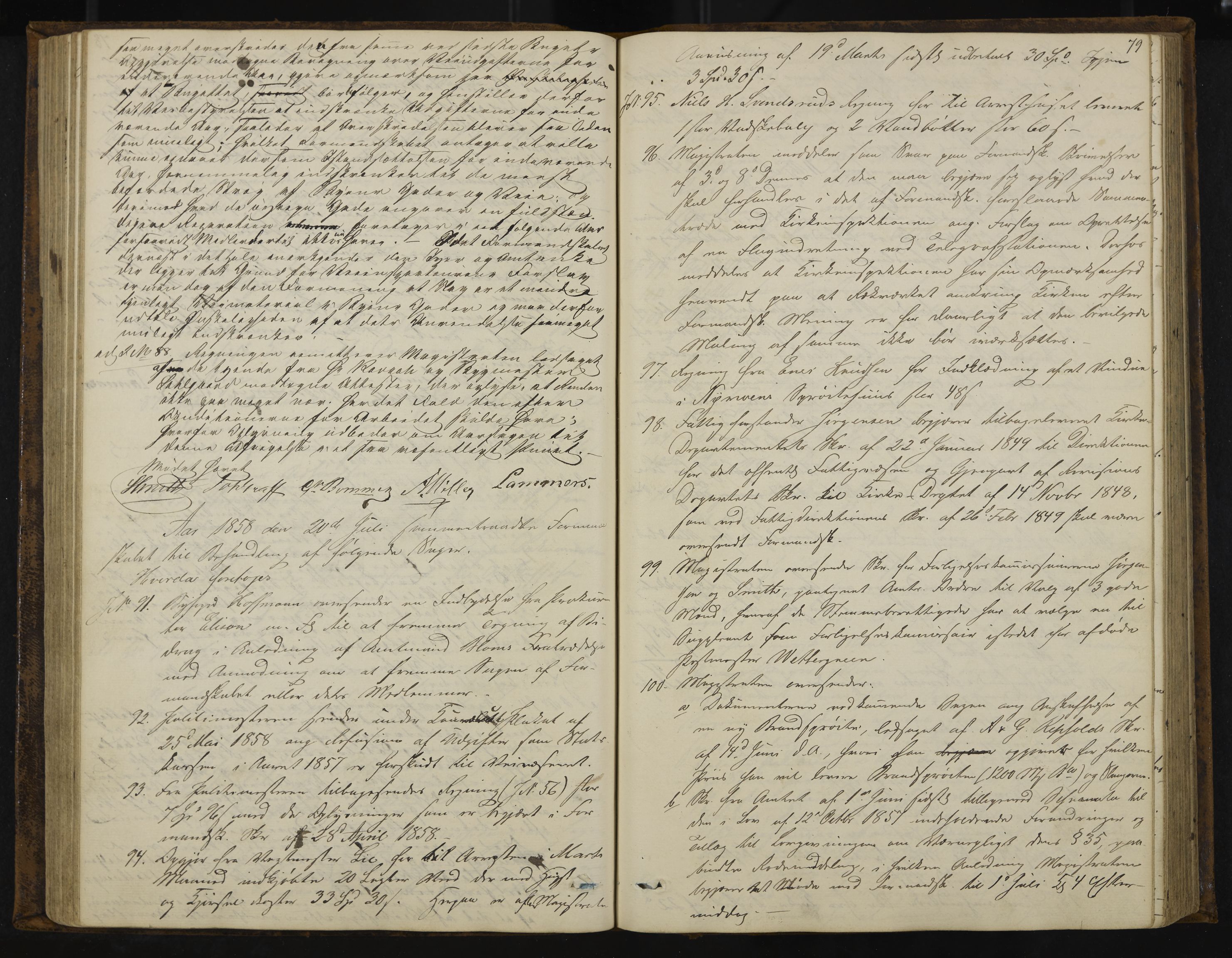 Kongsberg formannskap og sentraladministrasjon, IKAK/0604021-1/A/L0003: Møtebok med register, 1856-1861, p. 79