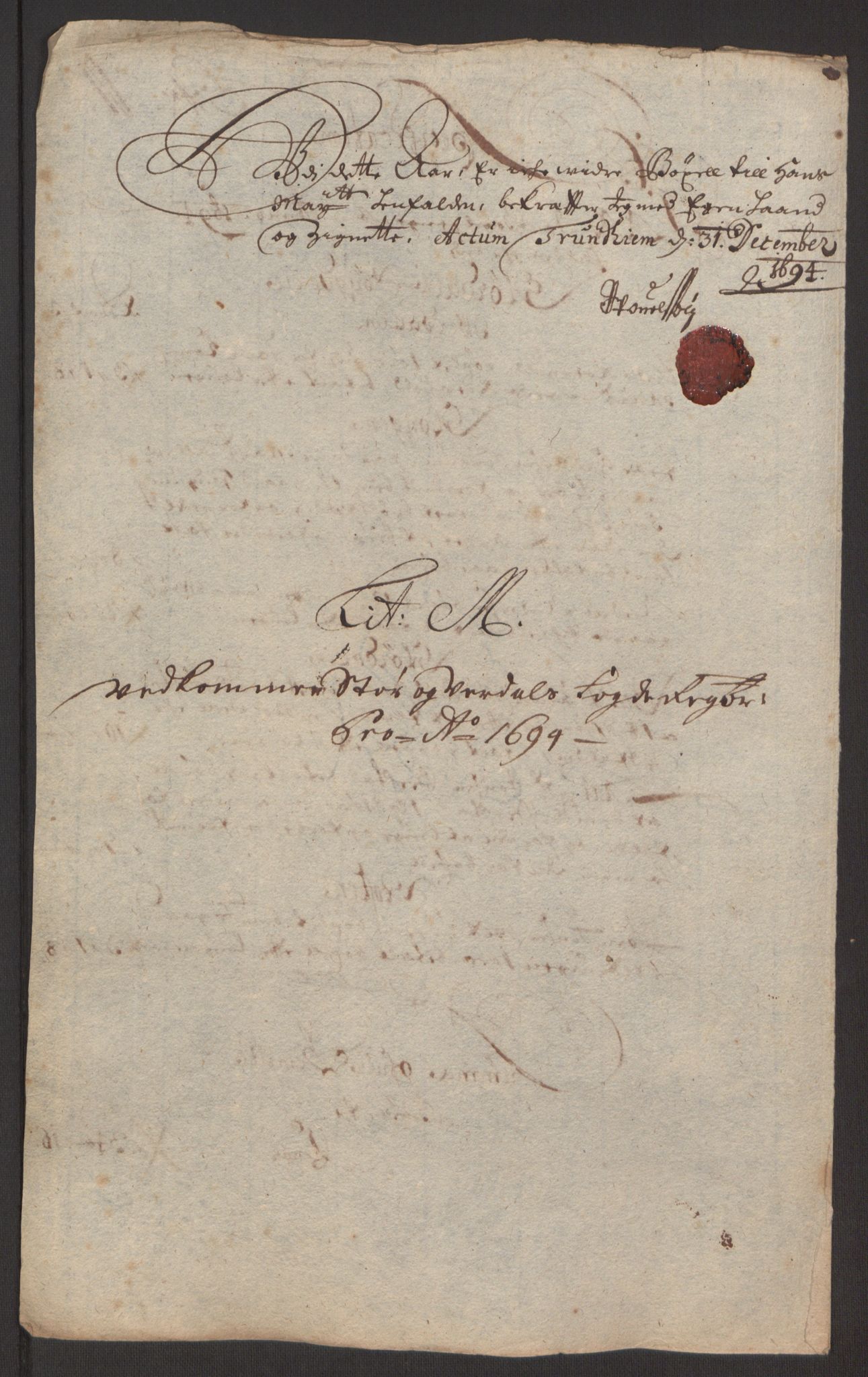 Rentekammeret inntil 1814, Reviderte regnskaper, Fogderegnskap, AV/RA-EA-4092/R62/L4186: Fogderegnskap Stjørdal og Verdal, 1693-1694, p. 249