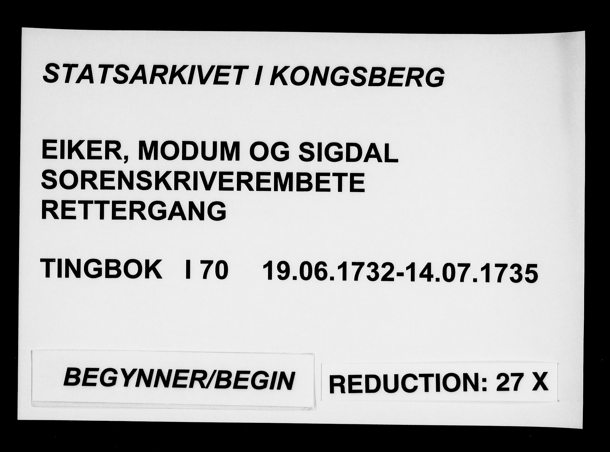 Eiker, Modum og Sigdal sorenskriveri, AV/SAKO-A-123/F/Fa/Faa/L0070: Tingbok, 1732-1735