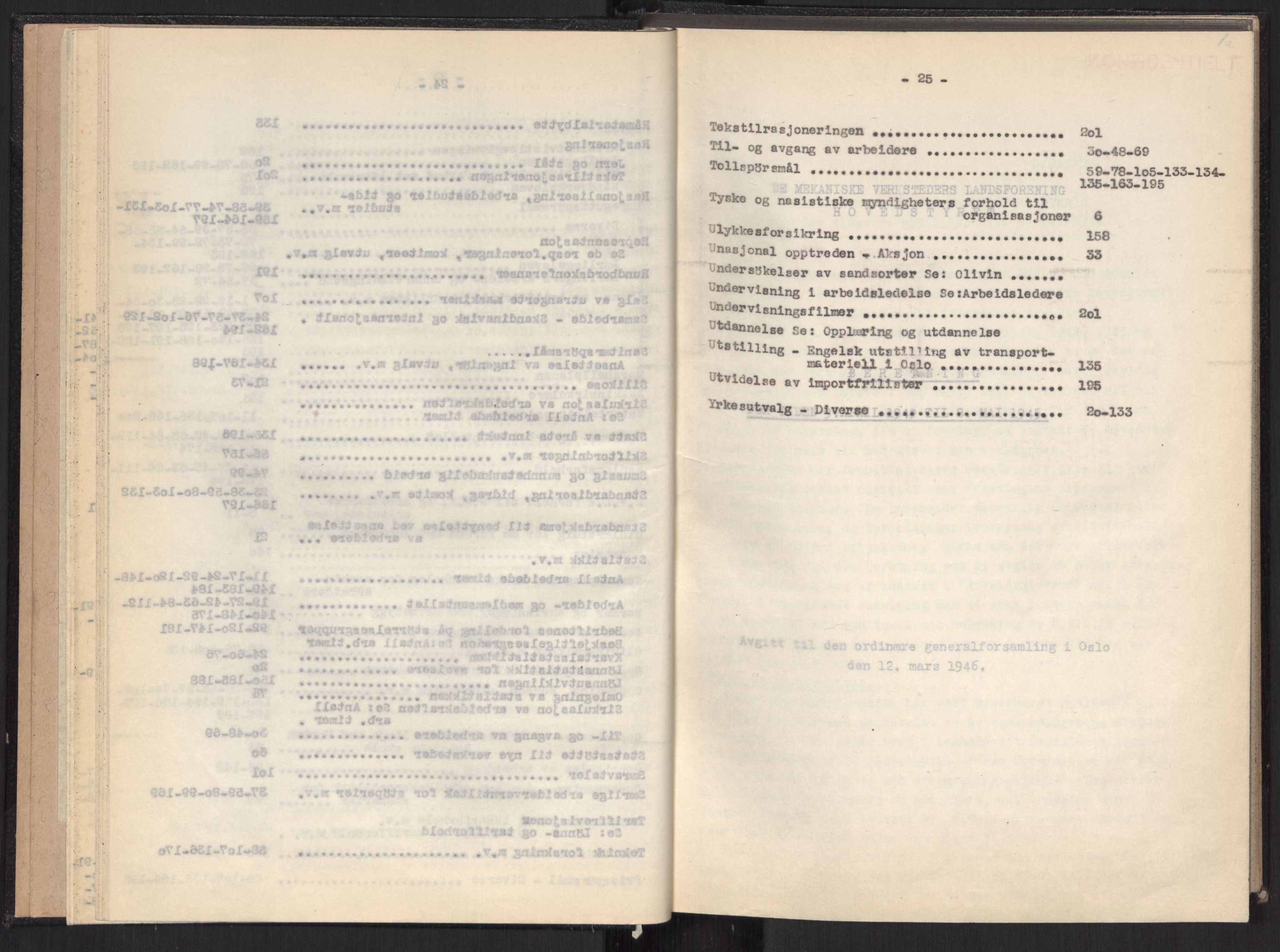 Teknologibedriftenes Landsforening TBL, AV/RA-PA-1700/A/Ad/L0007: Årsberetning med register, 1940-1951