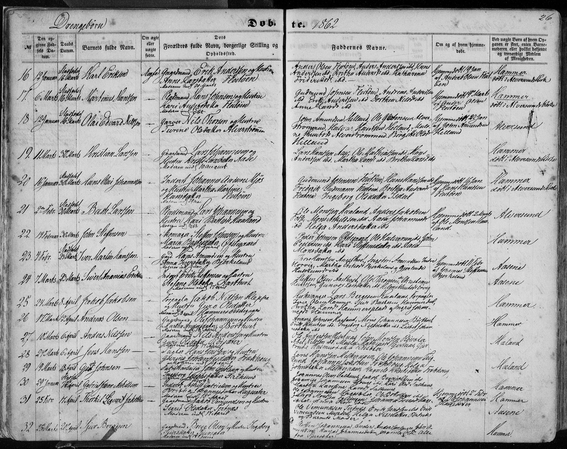 Hamre sokneprestembete, SAB/A-75501/H/Ha/Haa/Haaa/L0014: Parish register (official) no. A 14, 1858-1872, p. 26