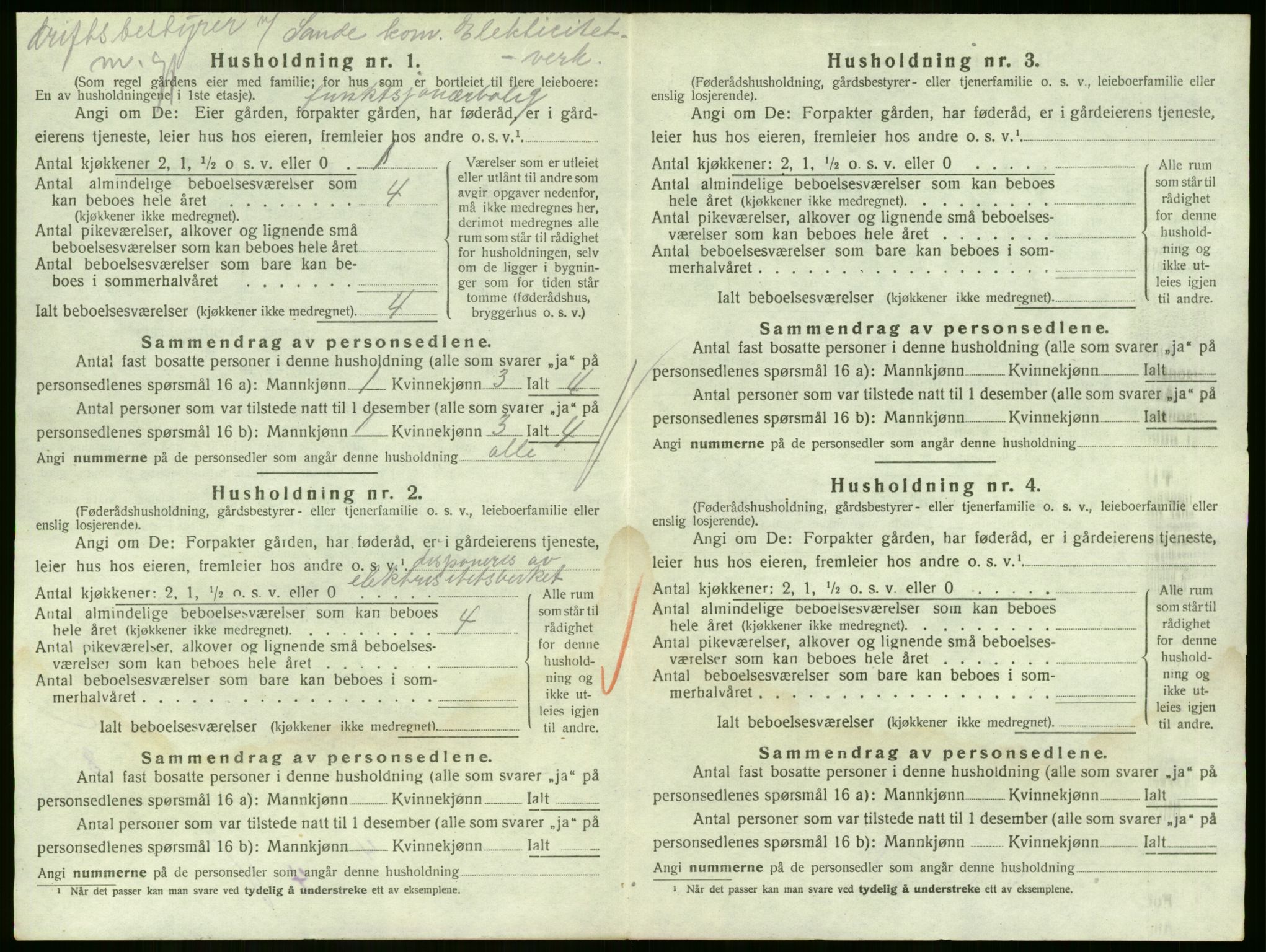 SAKO, 1920 census for Sande, 1920, p. 1209