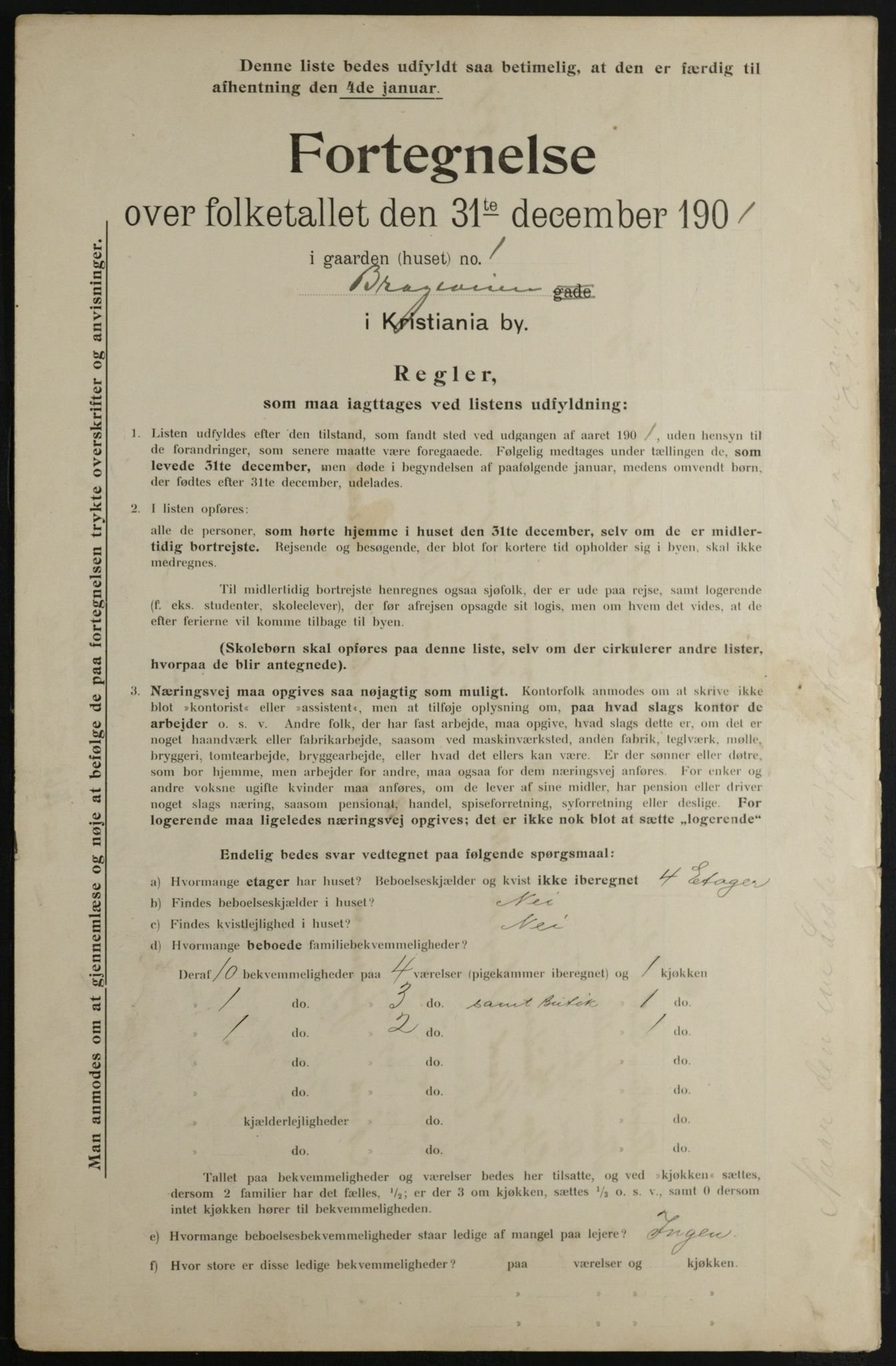 OBA, Municipal Census 1901 for Kristiania, 1901, p. 1340