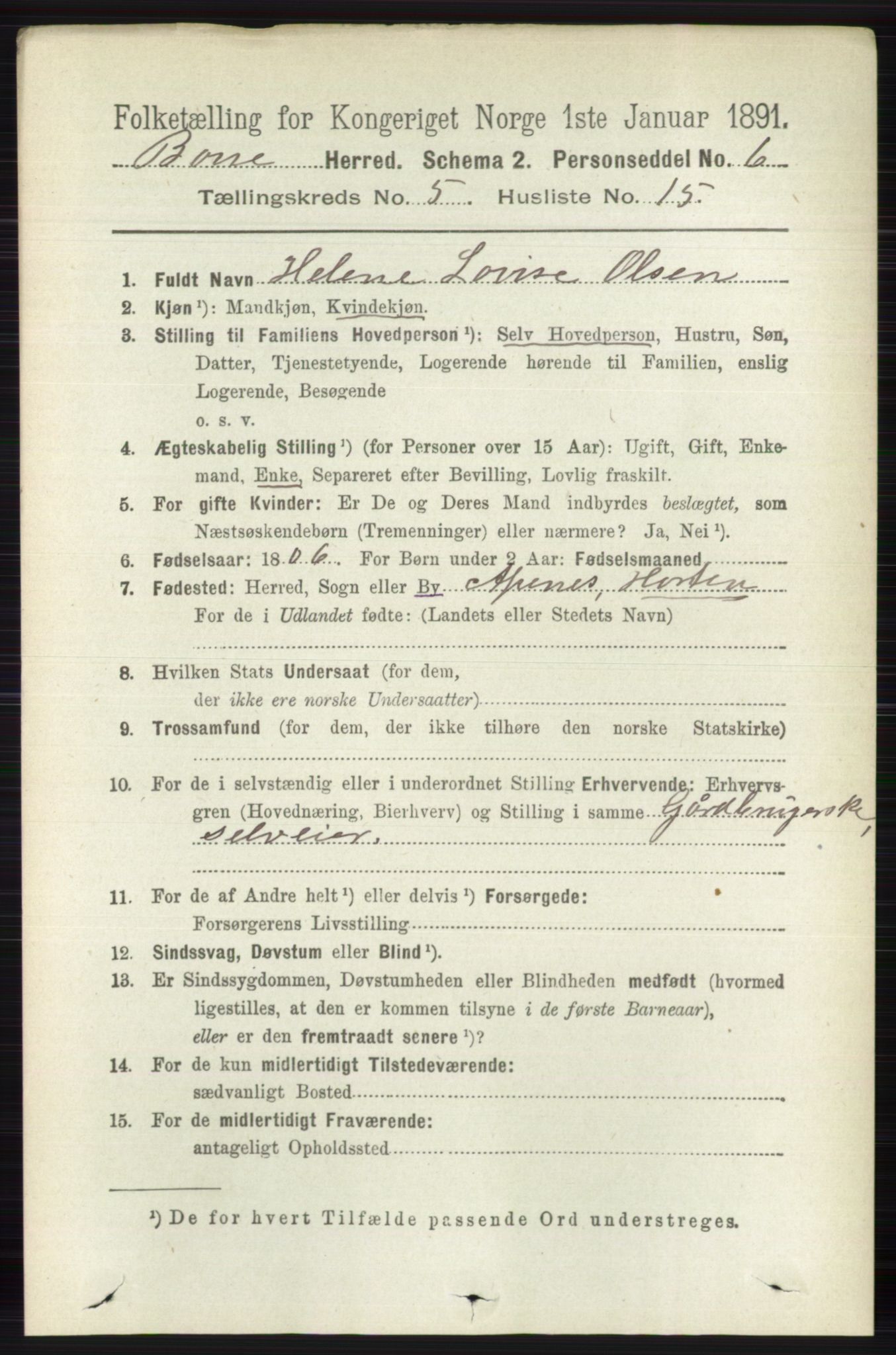 RA, 1891 census for 0717 Borre, 1891, p. 2112