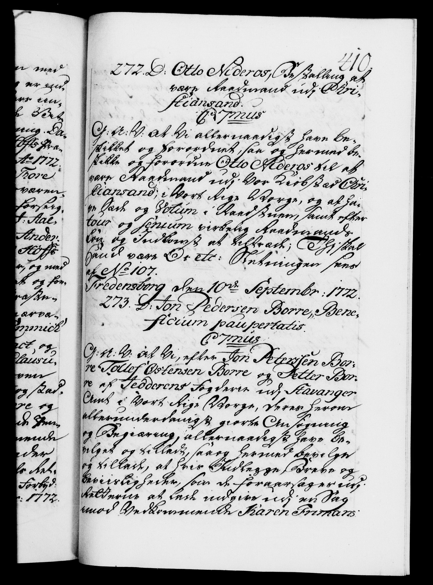 Danske Kanselli 1572-1799, AV/RA-EA-3023/F/Fc/Fca/Fcaa/L0045: Norske registre "Norske eller 3. dept.s åpne brev, 1771-1773, p. 410a