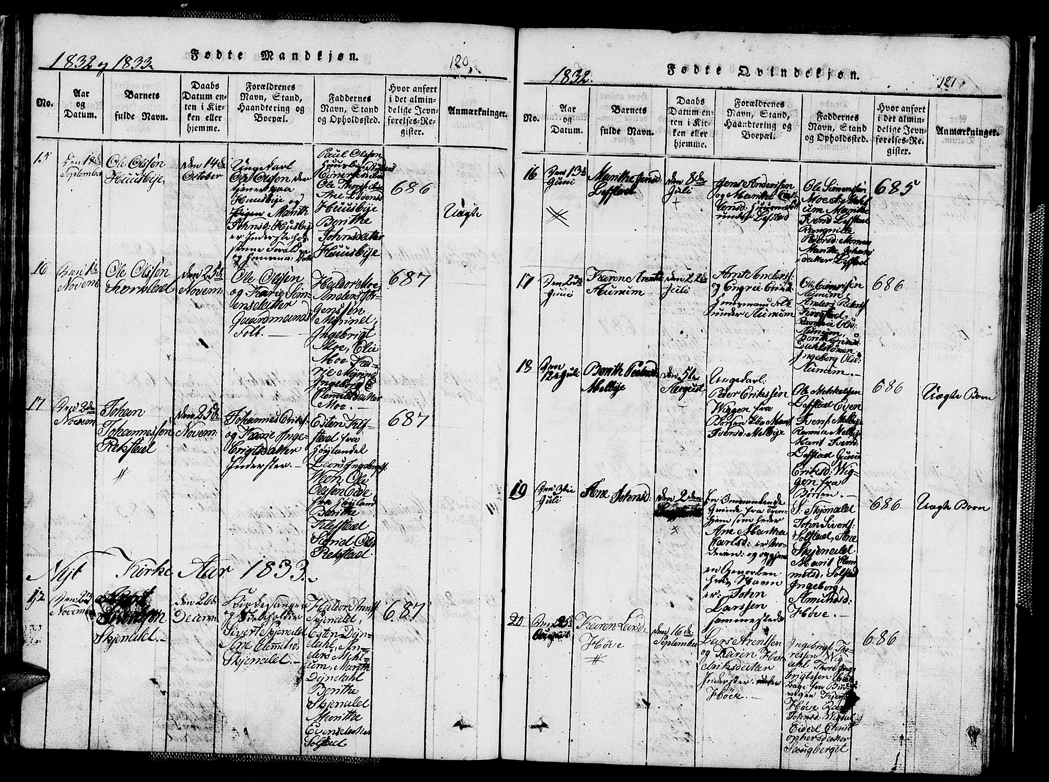 Ministerialprotokoller, klokkerbøker og fødselsregistre - Sør-Trøndelag, SAT/A-1456/667/L0796: Parish register (copy) no. 667C01, 1817-1836, p. 120-121