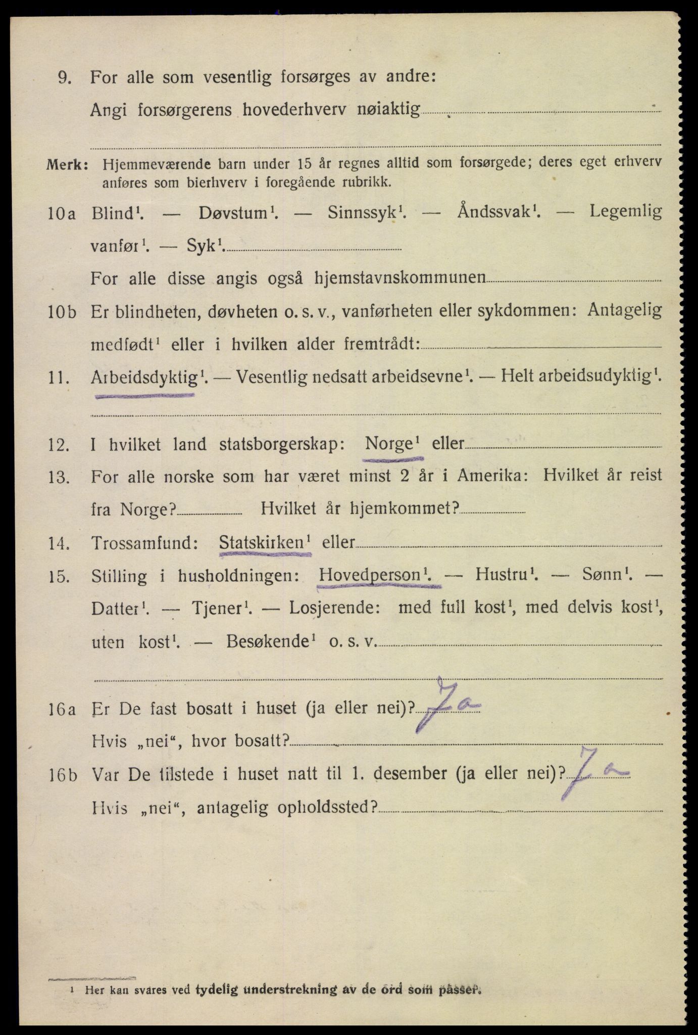 SAK, 1920 census for Oddernes, 1920, p. 5162