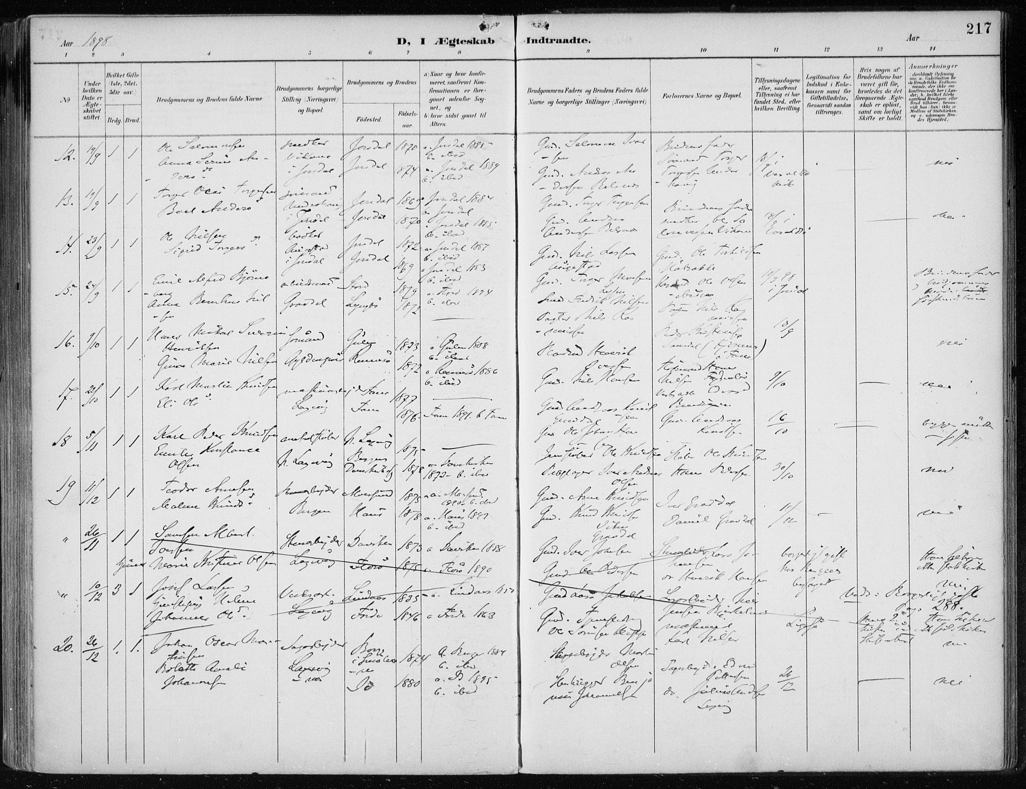 Askøy Sokneprestembete, AV/SAB-A-74101/H/Ha/Haa/Haae/L0003: Parish register (official) no. E 3, 1891-1903, p. 217