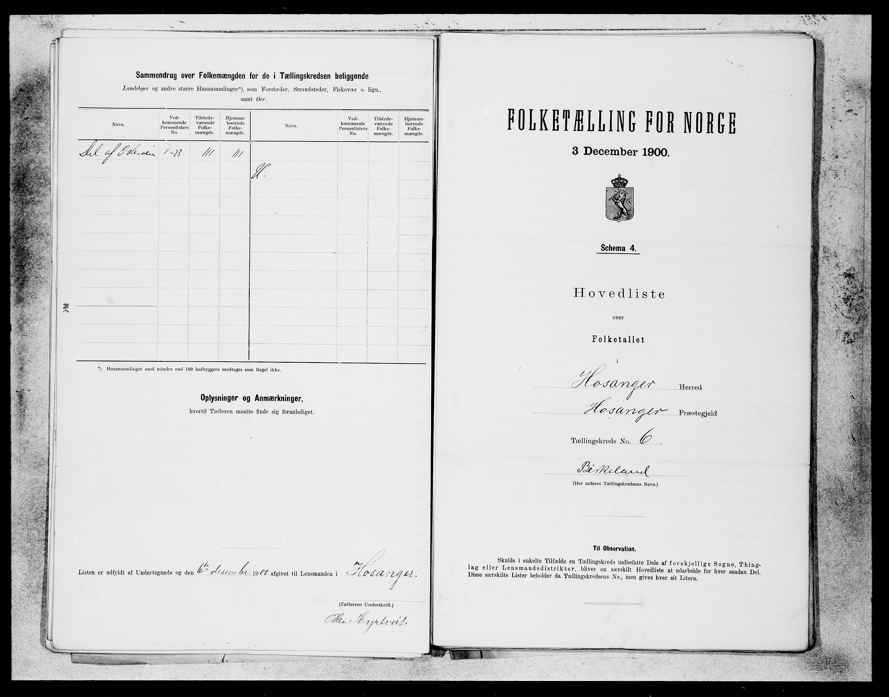 SAB, 1900 census for Hosanger, 1900, p. 11