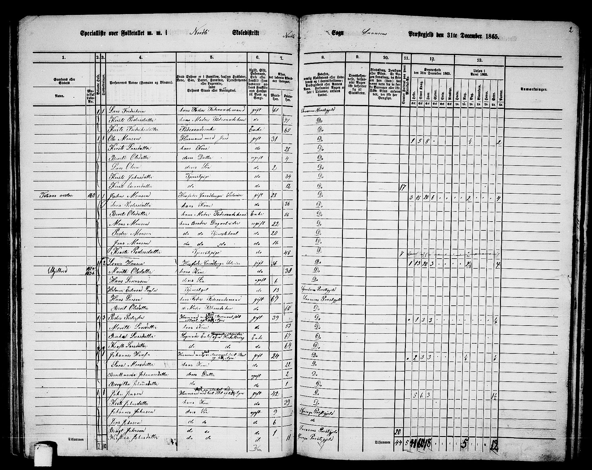 RA, 1865 census for Snåsa, 1865, p. 100