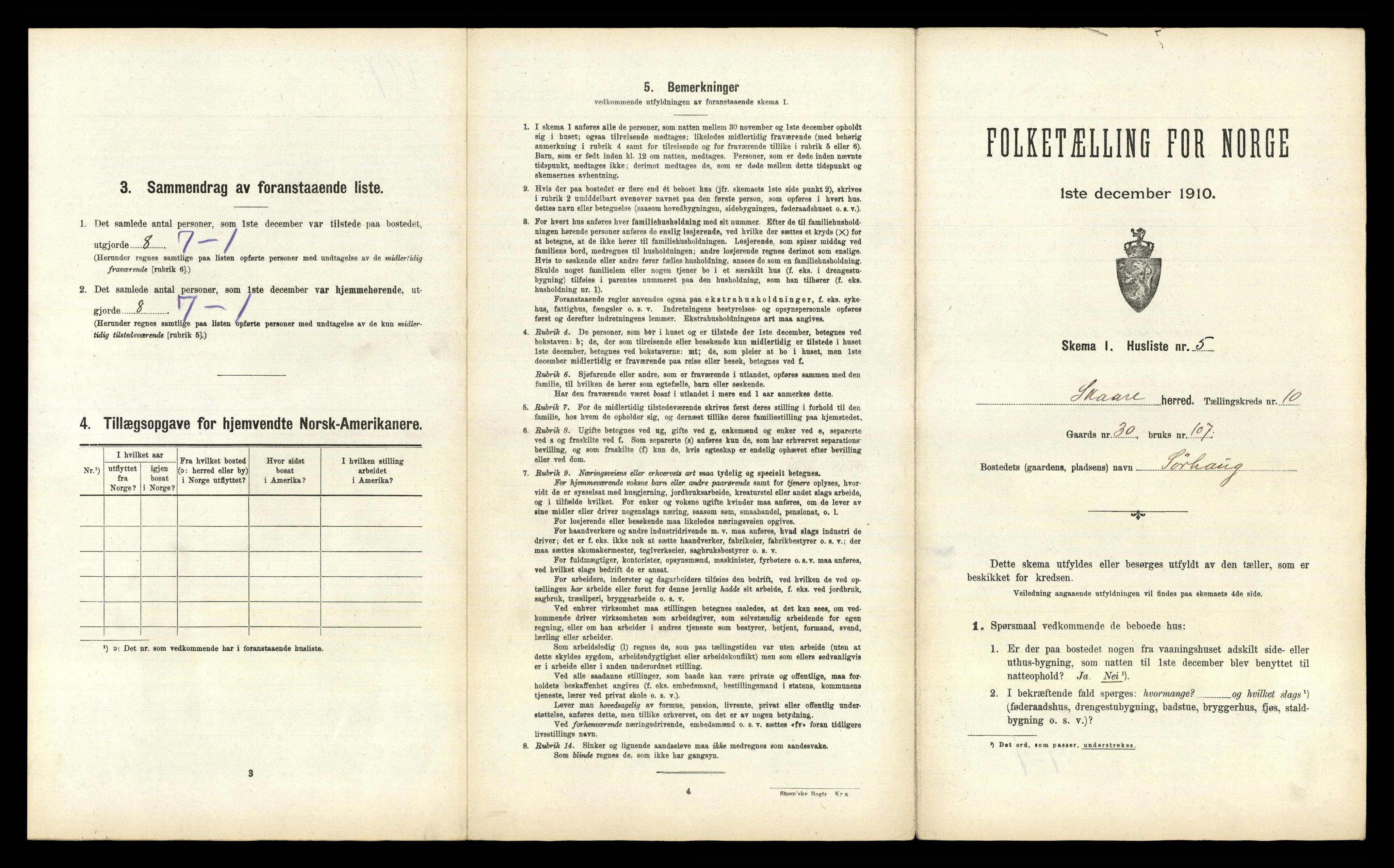 RA, 1910 census for Skåre, 1910, p. 966