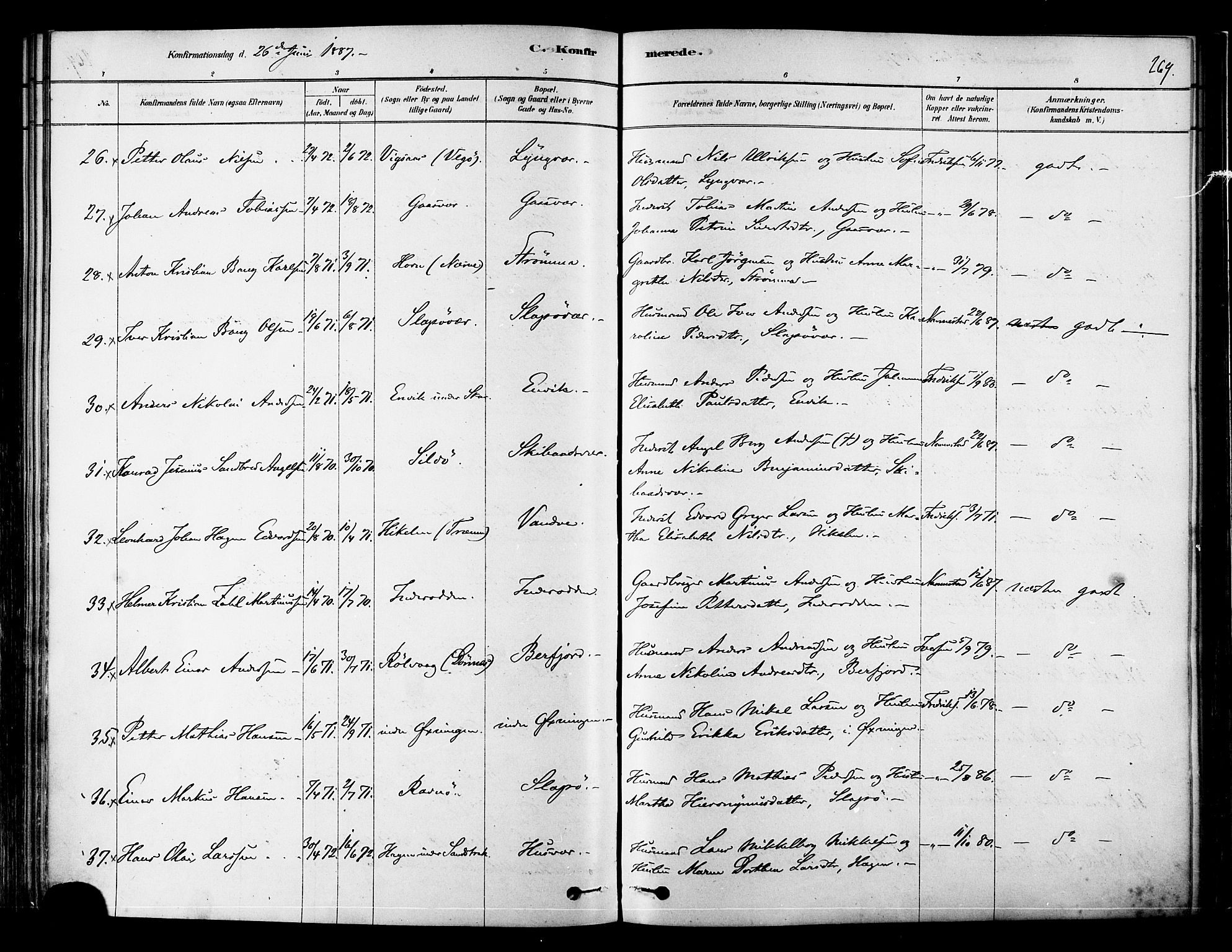 Ministerialprotokoller, klokkerbøker og fødselsregistre - Nordland, AV/SAT-A-1459/834/L0507: Parish register (official) no. 834A05, 1878-1892, p. 269