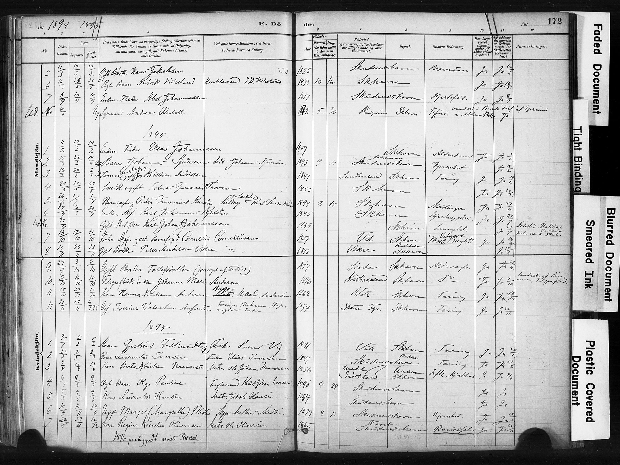 Skudenes sokneprestkontor, AV/SAST-A -101849/H/Ha/Haa/L0008: Parish register (official) no. A 5, 1882-1912, p. 172