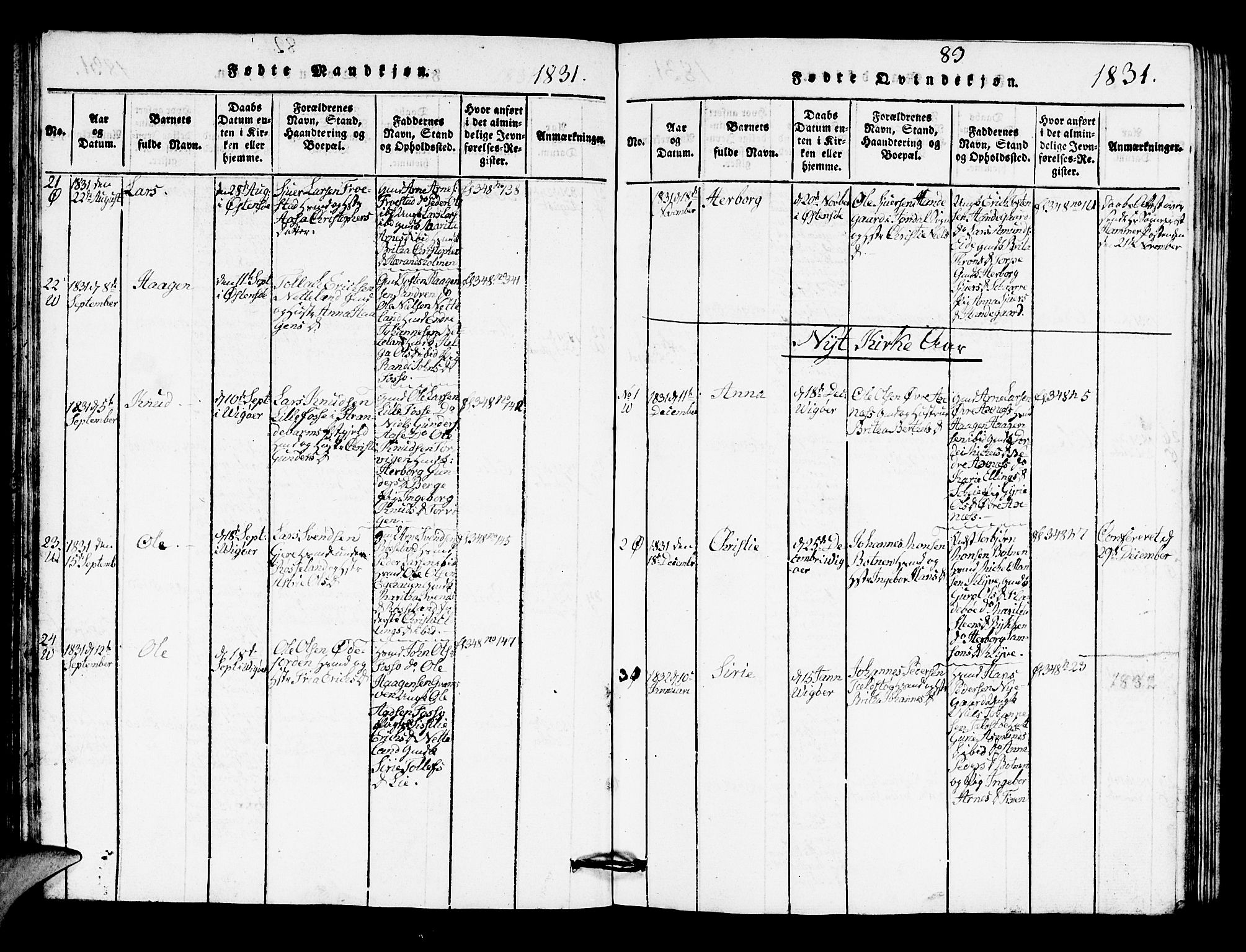 Kvam sokneprestembete, AV/SAB-A-76201/H/Hab: Parish register (copy) no. A 1, 1818-1832, p. 83