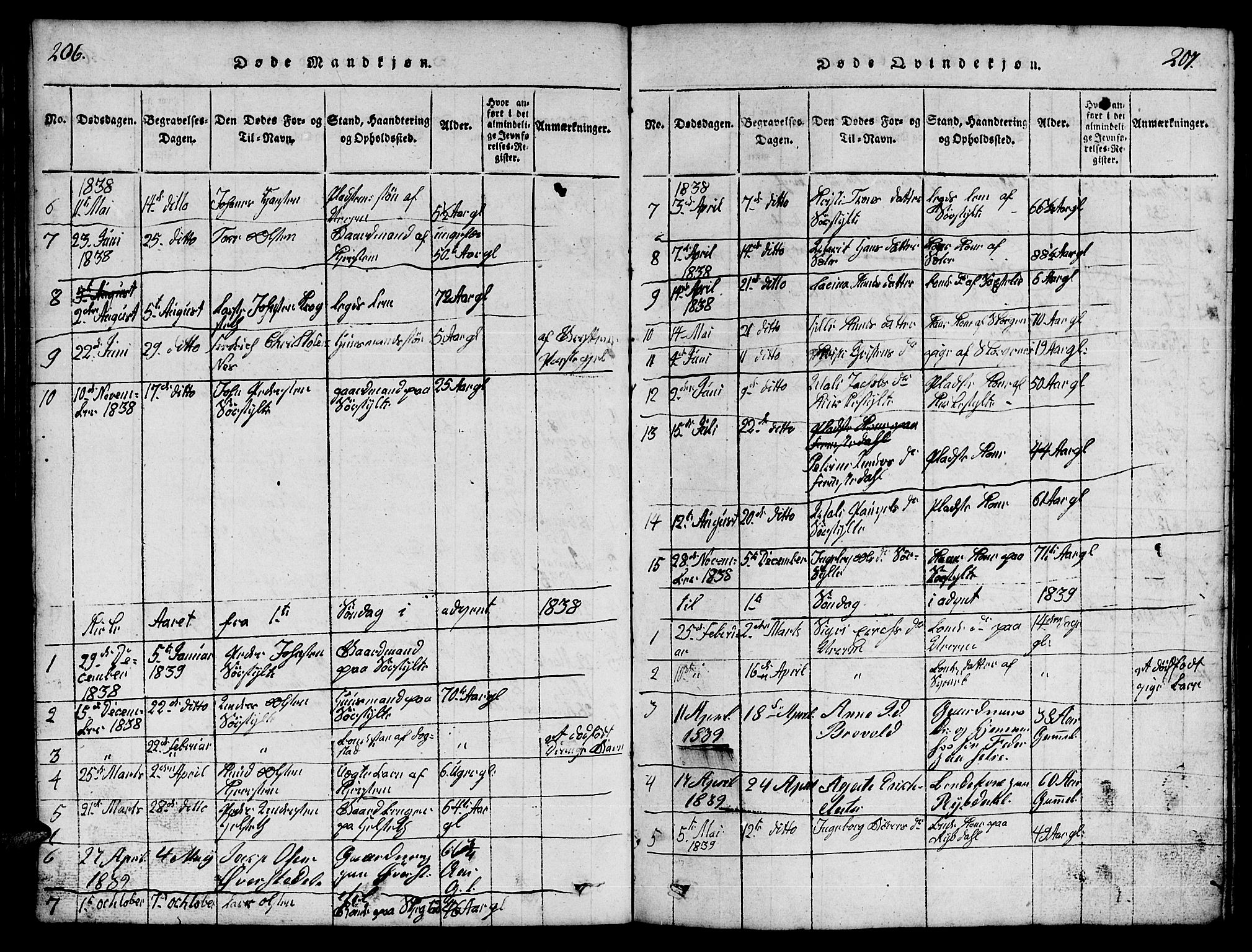 Ministerialprotokoller, klokkerbøker og fødselsregistre - Møre og Romsdal, AV/SAT-A-1454/541/L0546: Parish register (copy) no. 541C01, 1818-1856, p. 206-207