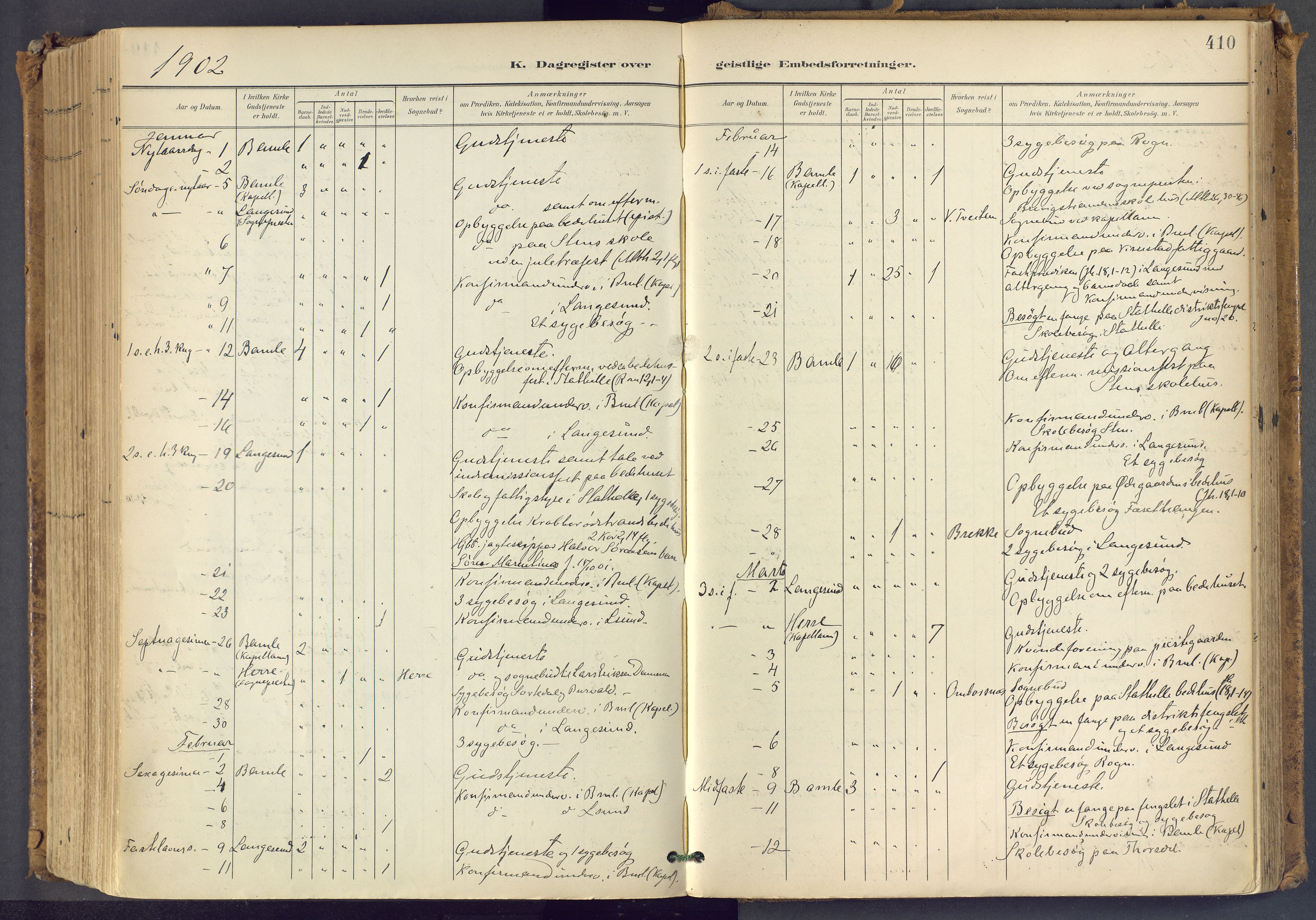 Bamble kirkebøker, SAKO/A-253/F/Fa/L0009: Parish register (official) no. I 9, 1901-1917, p. 410