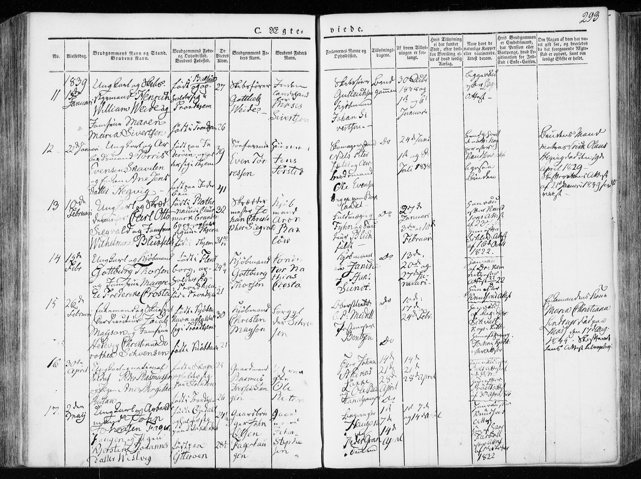 Ministerialprotokoller, klokkerbøker og fødselsregistre - Sør-Trøndelag, SAT/A-1456/601/L0047: Parish register (official) no. 601A15, 1831-1839, p. 293