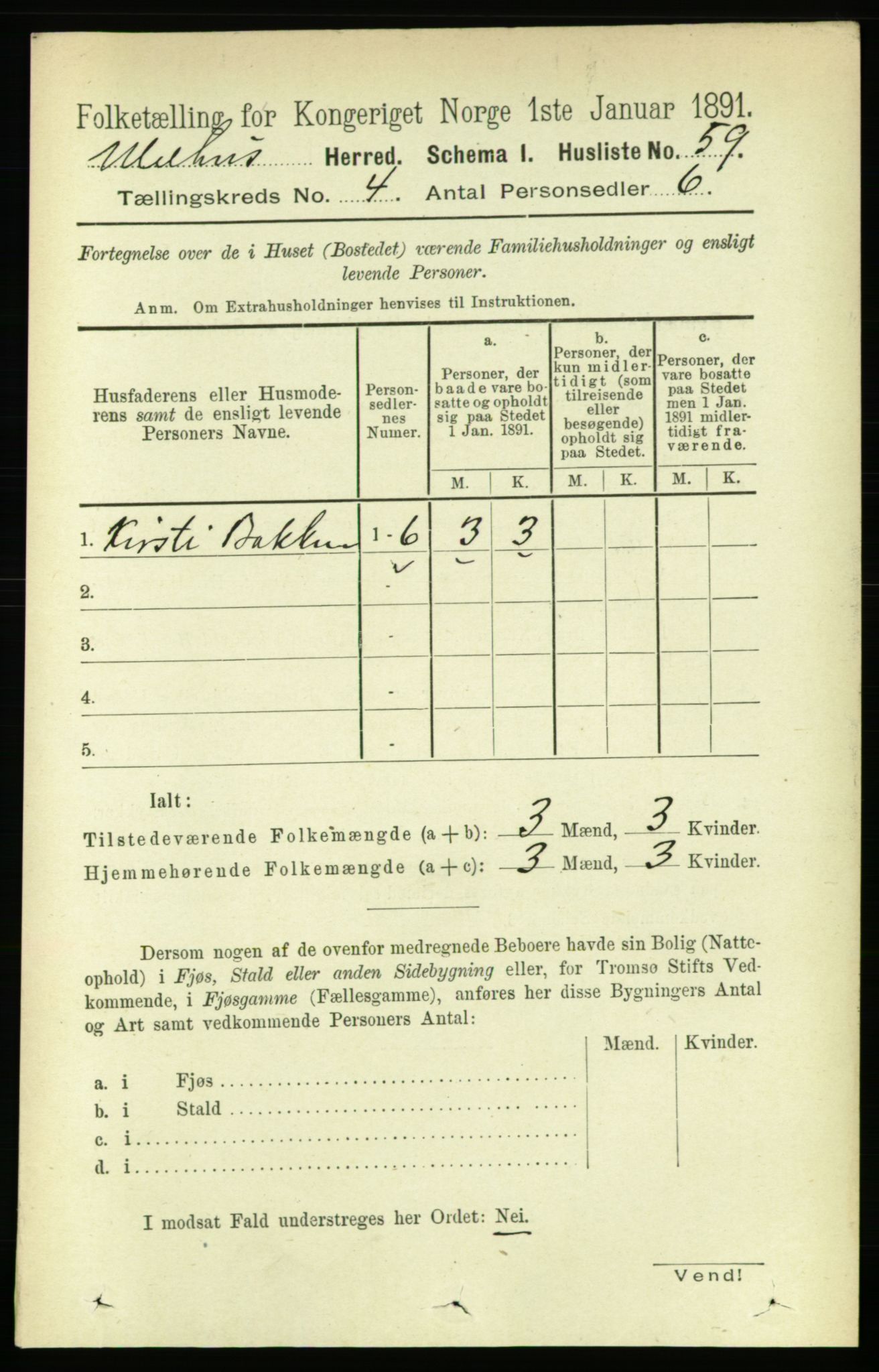 RA, 1891 census for 1653 Melhus, 1891, p. 1960