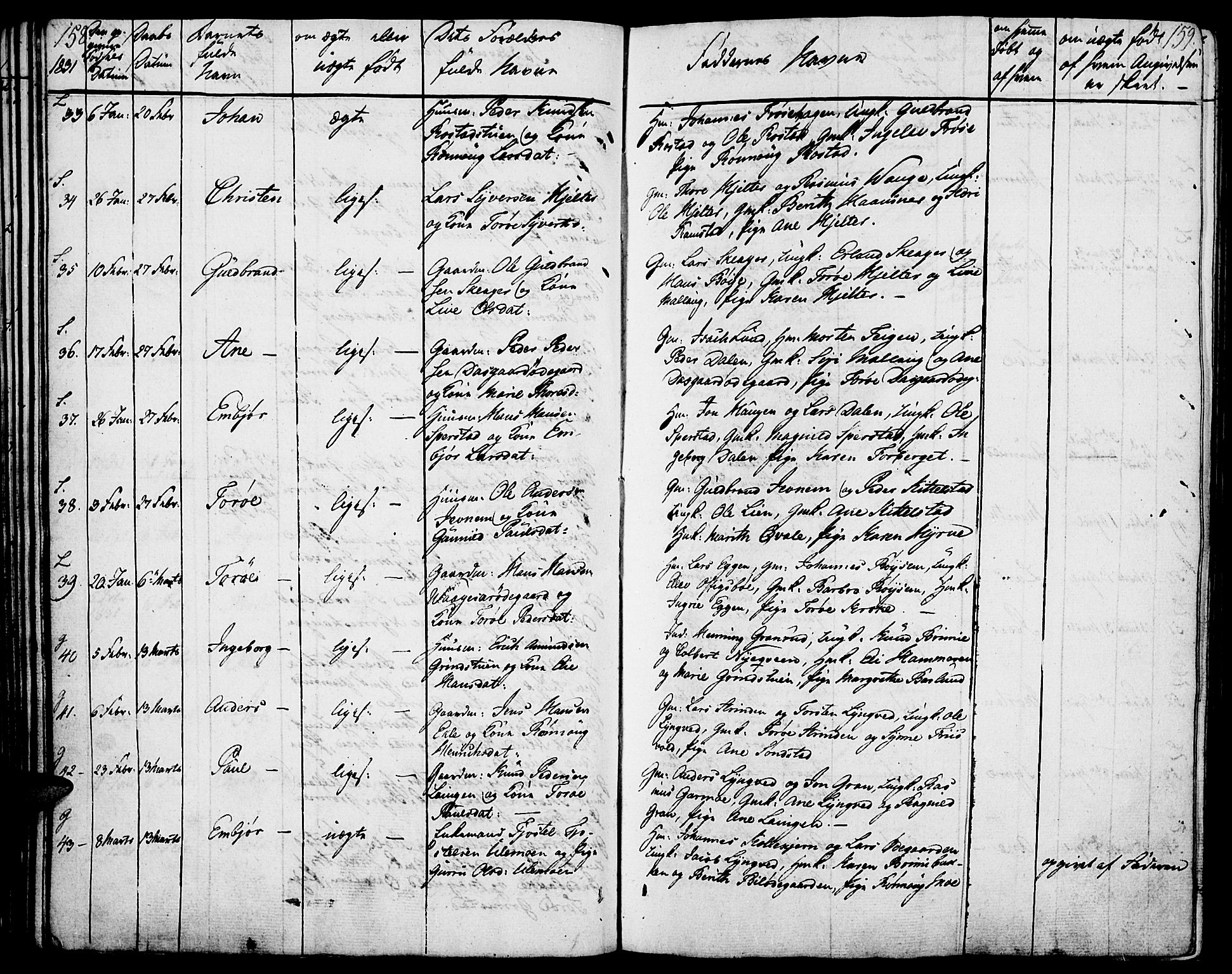 Lom prestekontor, AV/SAH-PREST-070/K/L0005: Parish register (official) no. 5, 1825-1837, p. 158-159