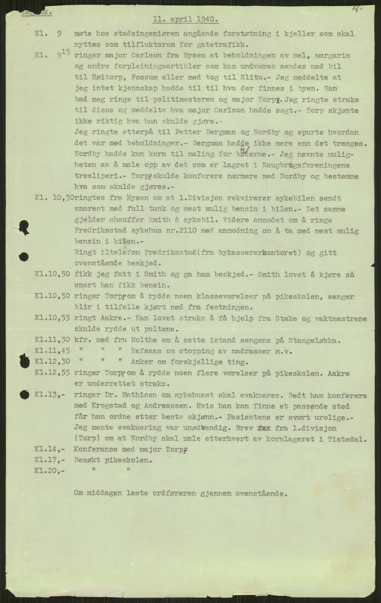 Forsvaret, Forsvarets krigshistoriske avdeling, AV/RA-RAFA-2017/Y/Ya/L0013: II-C-11-31 - Fylkesmenn.  Rapporter om krigsbegivenhetene 1940., 1940, p. 68