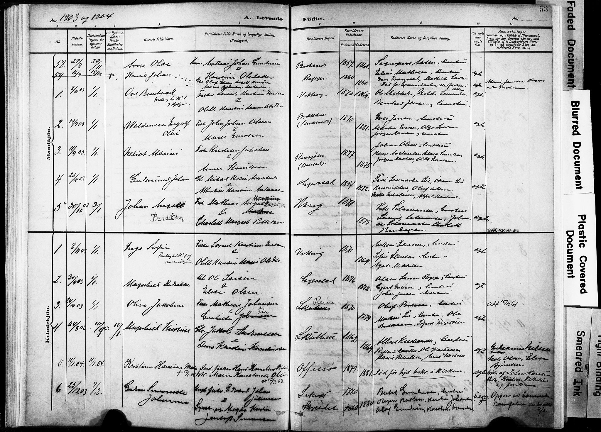 Ministerialprotokoller, klokkerbøker og fødselsregistre - Nordland, AV/SAT-A-1459/881/L1151: Parish register (official) no. 881A04, 1899-1907, p. 53