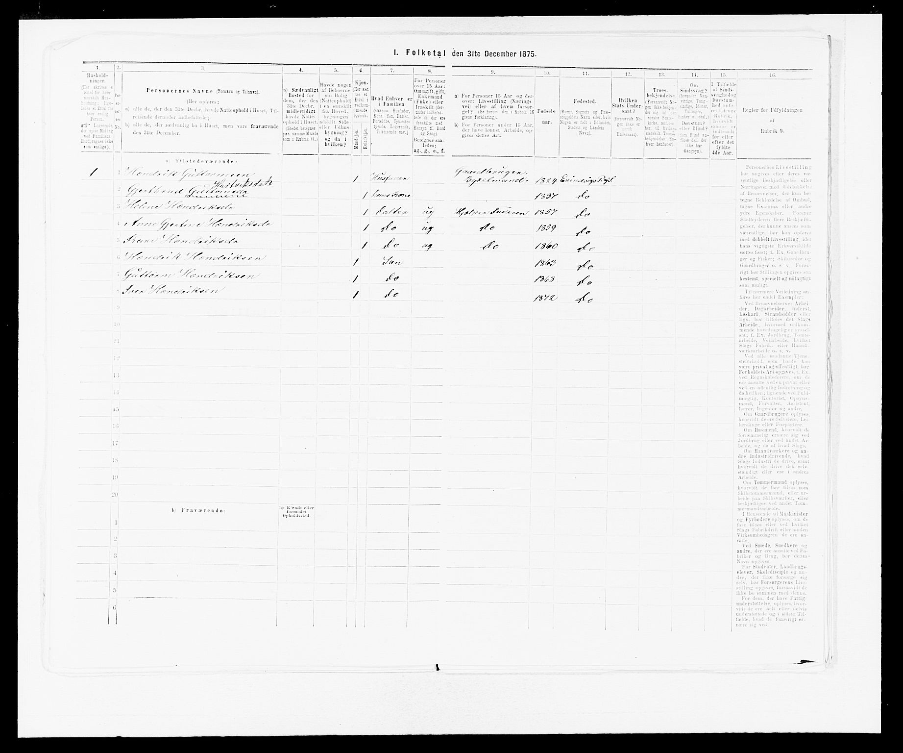 SAB, 1875 census for 1411P Eivindvik, 1875, p. 926