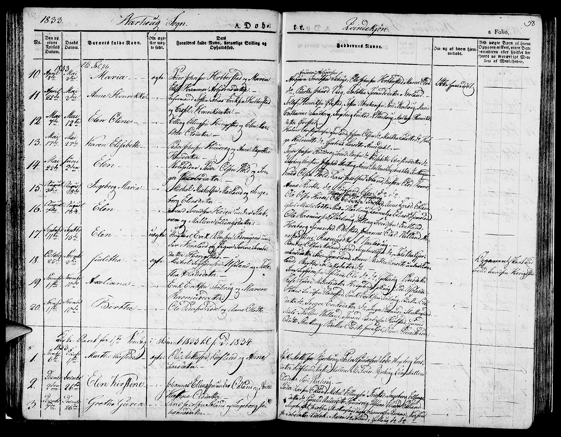 Hå sokneprestkontor, AV/SAST-A-101801/001/30BA/L0004: Parish register (official) no. A 4.1 /2, 1826-1841, p. 58