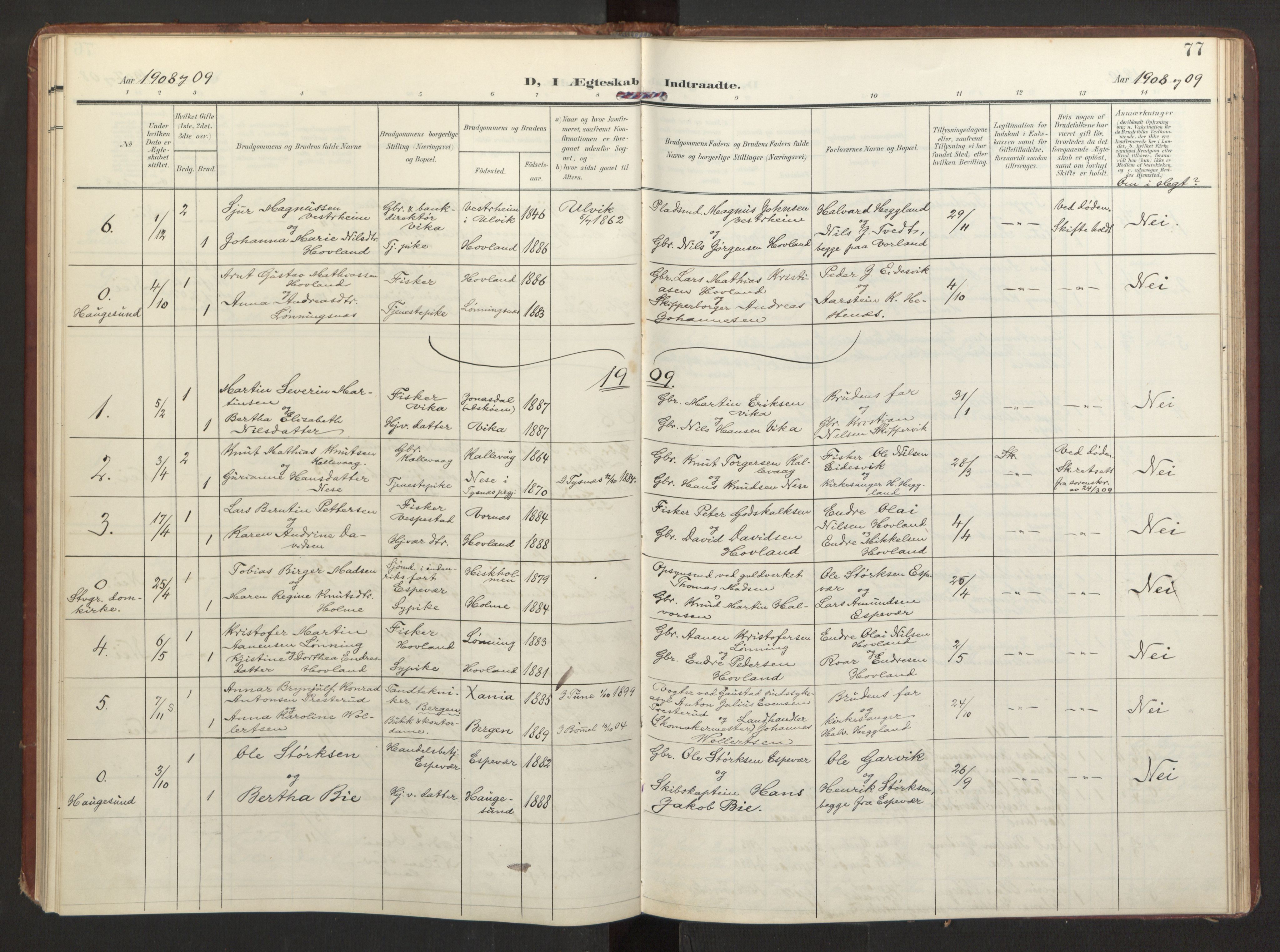 Finnås sokneprestembete, AV/SAB-A-99925/H/Ha/Haa/Haad/L0003: Parish register (official) no. D 3, 1907-1921, p. 77