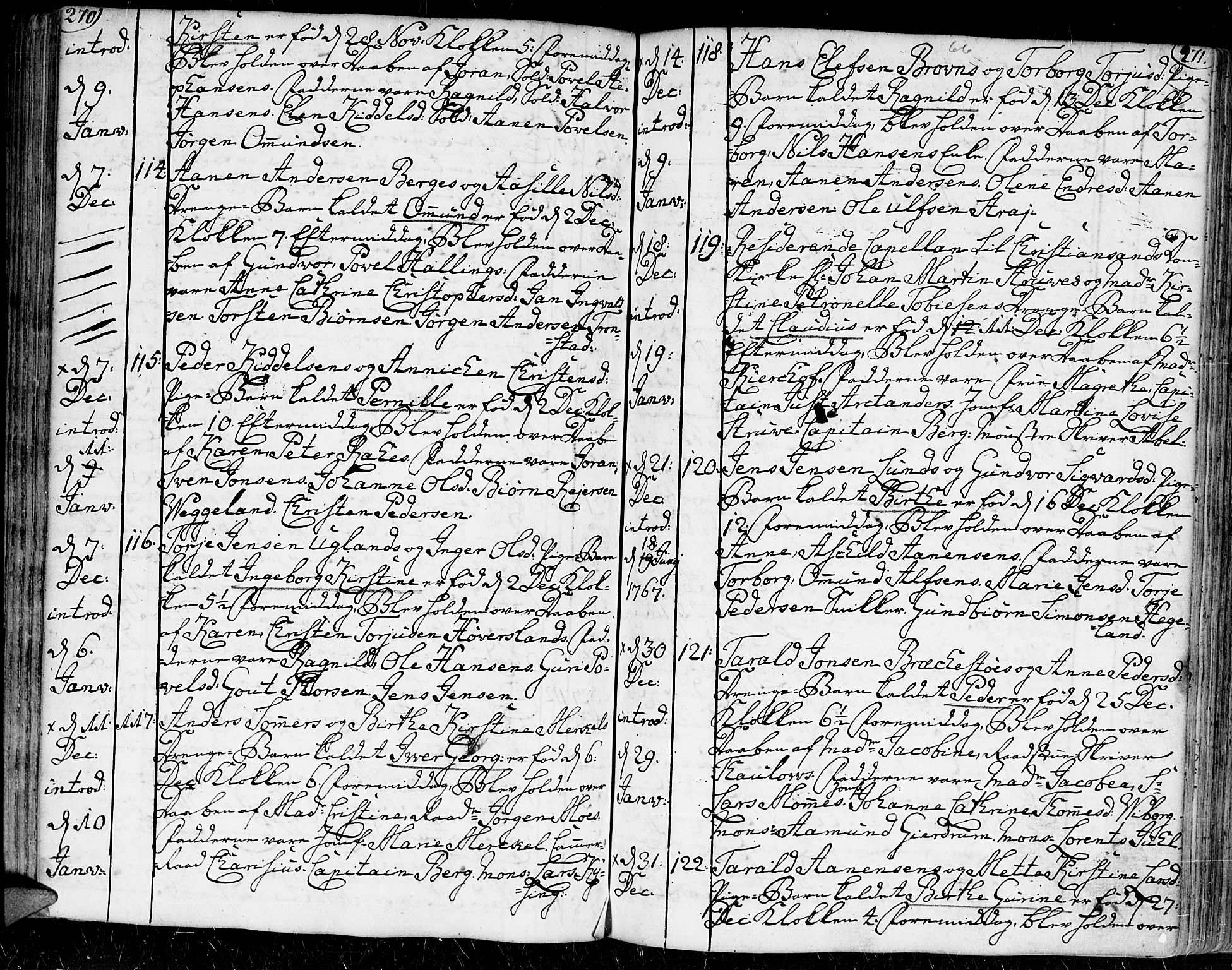 Kristiansand domprosti, SAK/1112-0006/F/Fa/L0002: Parish register (official) no. A 2, 1755-1778, p. 270-271