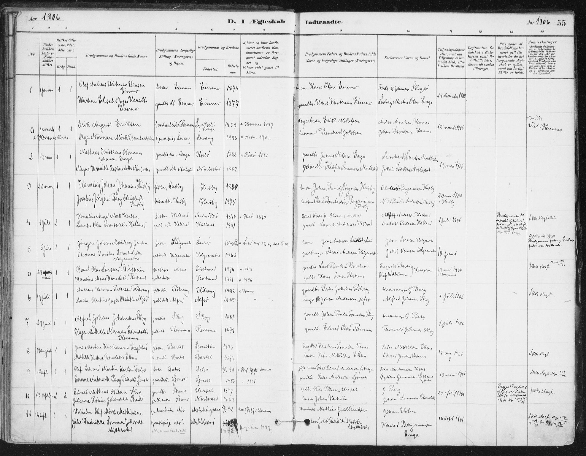 Ministerialprotokoller, klokkerbøker og fødselsregistre - Nordland, SAT/A-1459/838/L0553: Parish register (official) no. 838A11, 1880-1910, p. 55