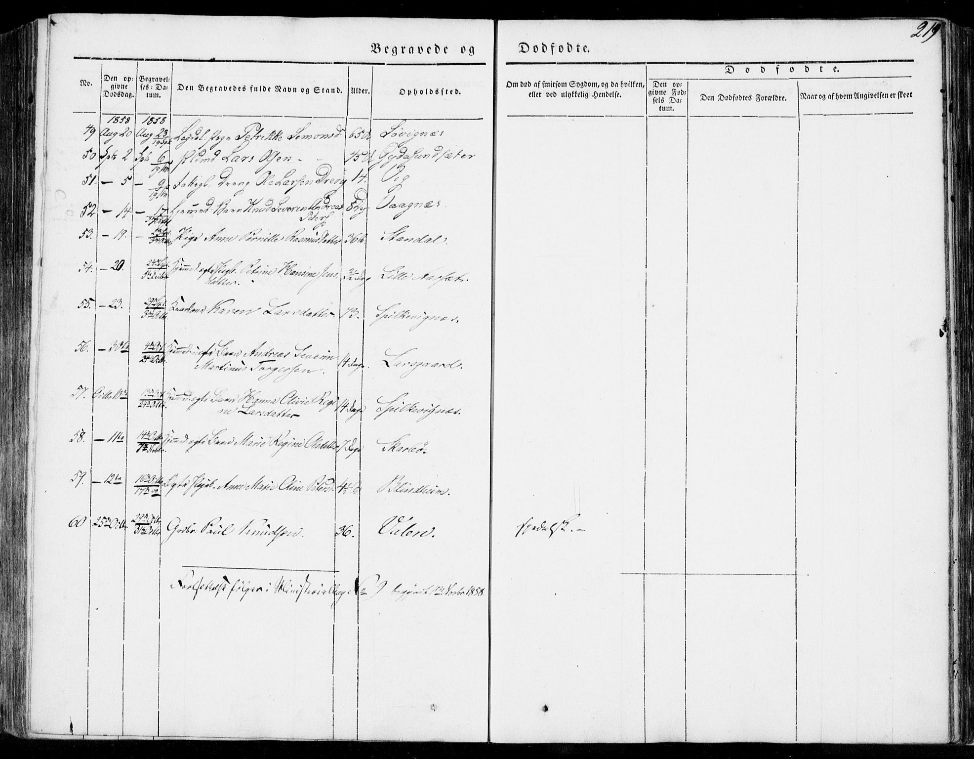 Ministerialprotokoller, klokkerbøker og fødselsregistre - Møre og Romsdal, AV/SAT-A-1454/528/L0396: Parish register (official) no. 528A07, 1839-1847, p. 219