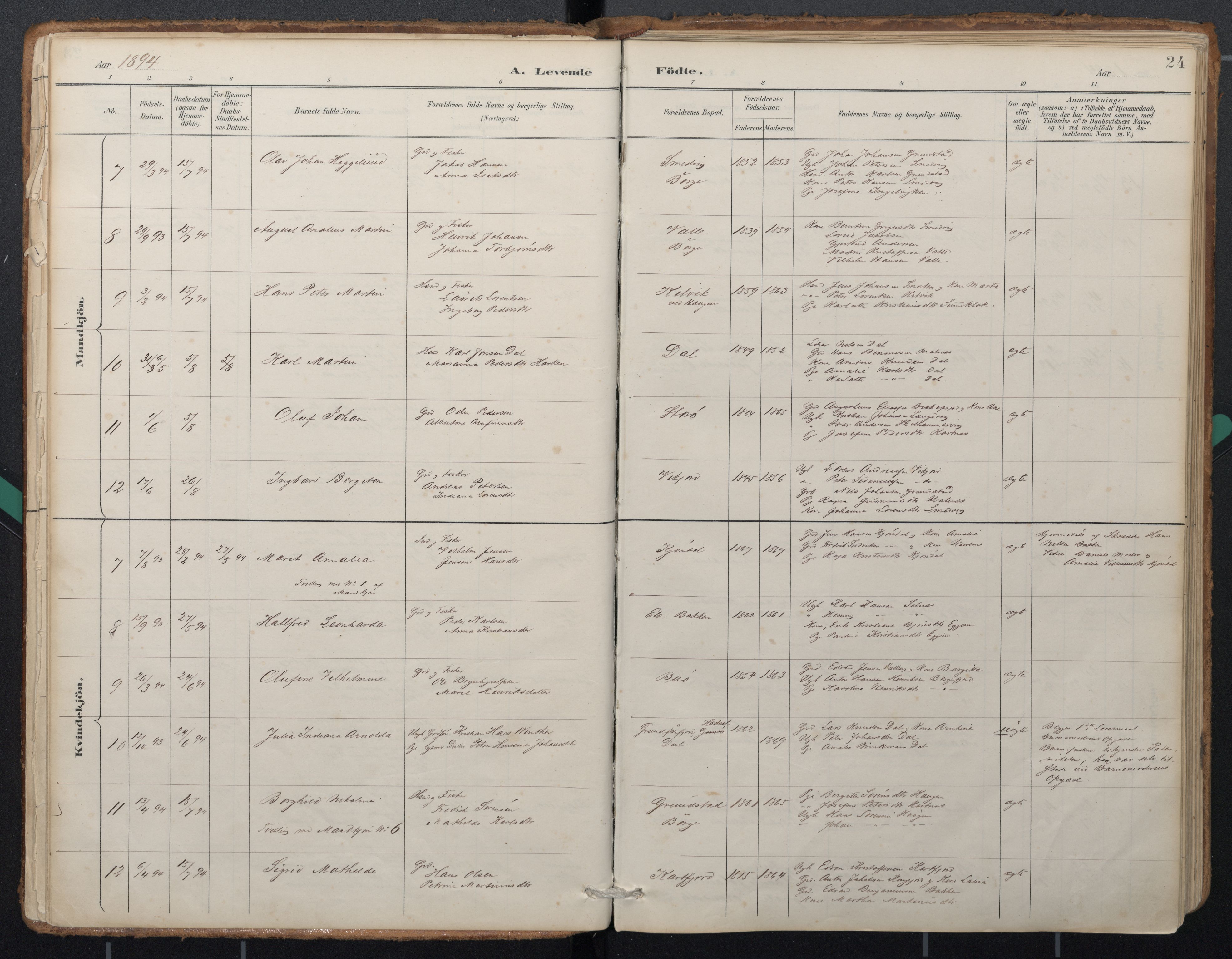 Ministerialprotokoller, klokkerbøker og fødselsregistre - Nordland, AV/SAT-A-1459/884/L1193: Parish register (official) no. 884A01, 1888-1905, p. 24