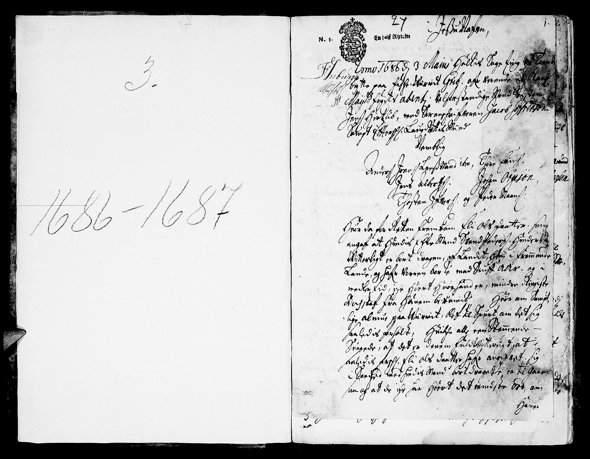 Nordmøre sorenskriveri, AV/SAT-A-4132/1/1/1A/L0003: Tingbok nr. 3, 1686-1687, p. 0b-1a