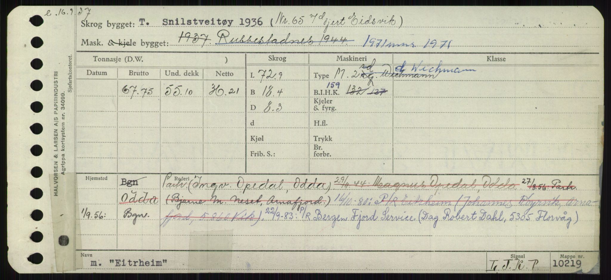 Sjøfartsdirektoratet med forløpere, Skipsmålingen, RA/S-1627/H/Ha/L0002/0001: Fartøy, Eik-Hill / Fartøy, Eik-F, p. 31